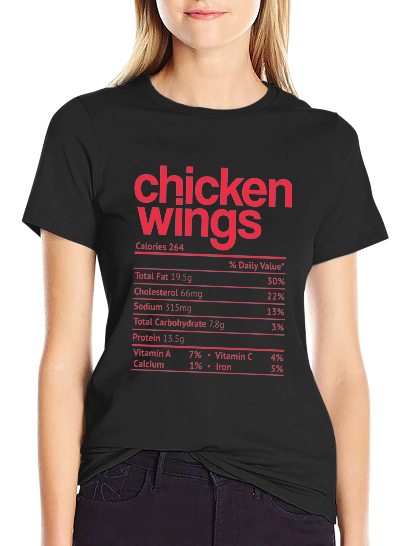 Chicken Wings Nutrition Facts Funny T-Shirt