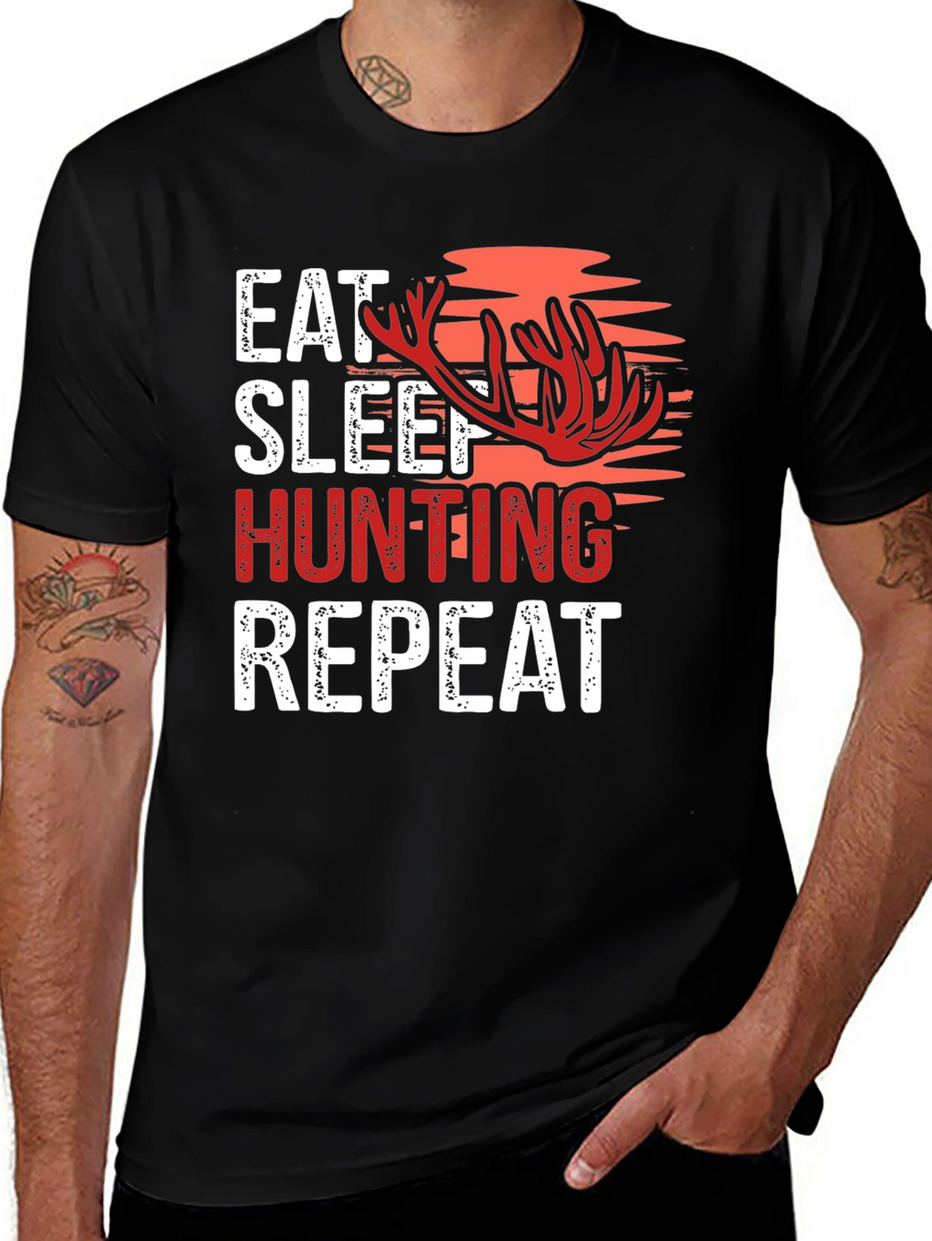 Eat Sleep Hunting Repeat Graphic Tee