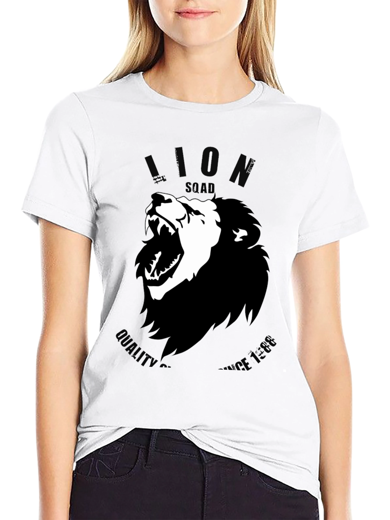 Lion Squad Graphic Print Black T-Shirt