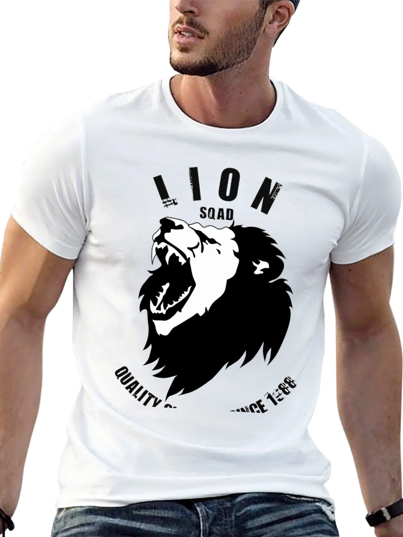 Lion Squad Graphic Print Black T-Shirt