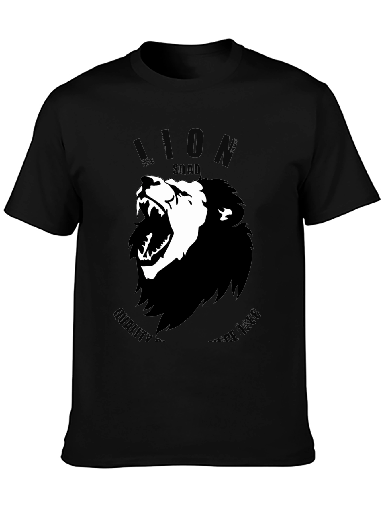 Lion Squad Graphic Print Black T-Shirt