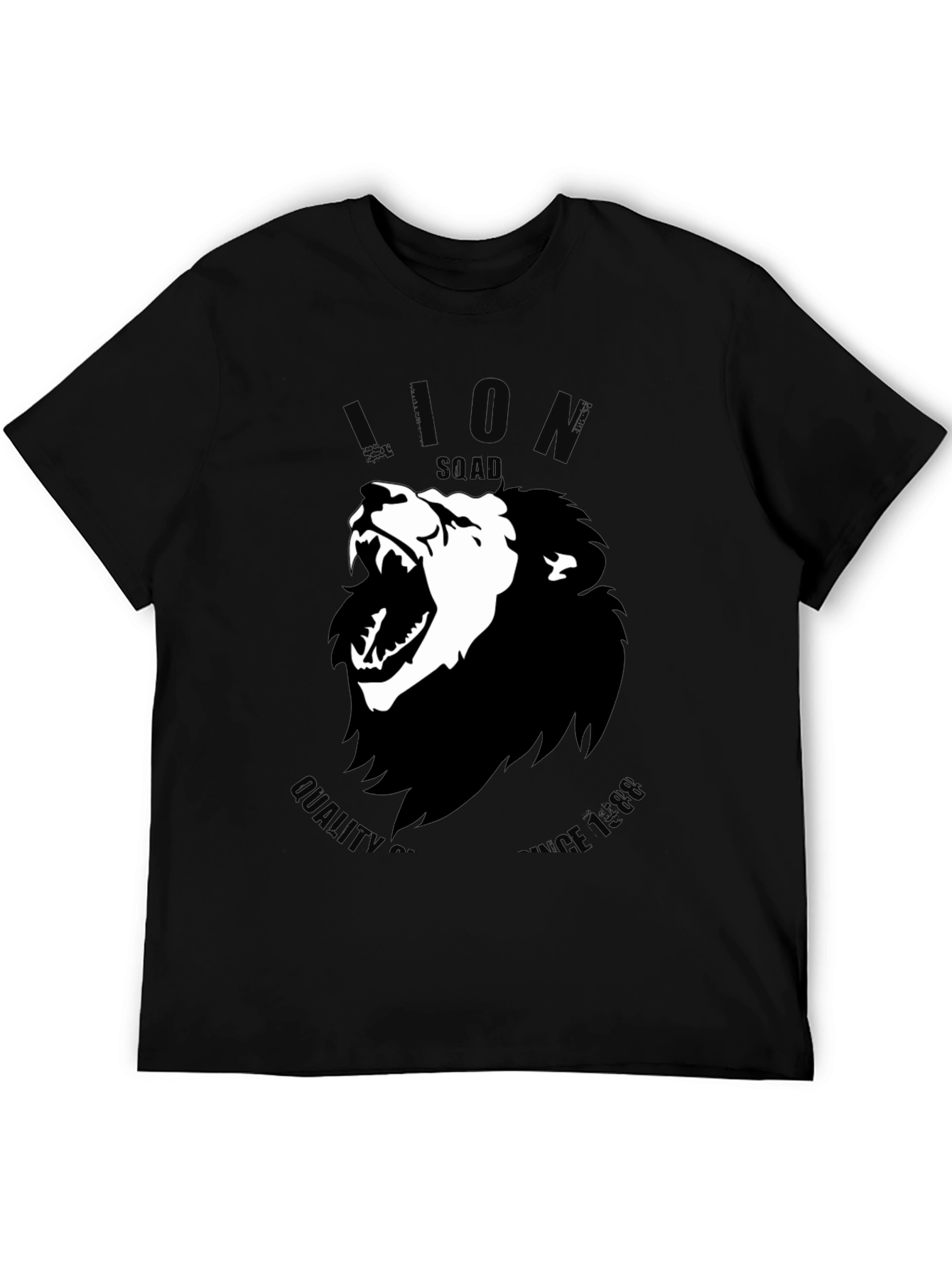 Lion Squad Graphic Print Black T-Shirt