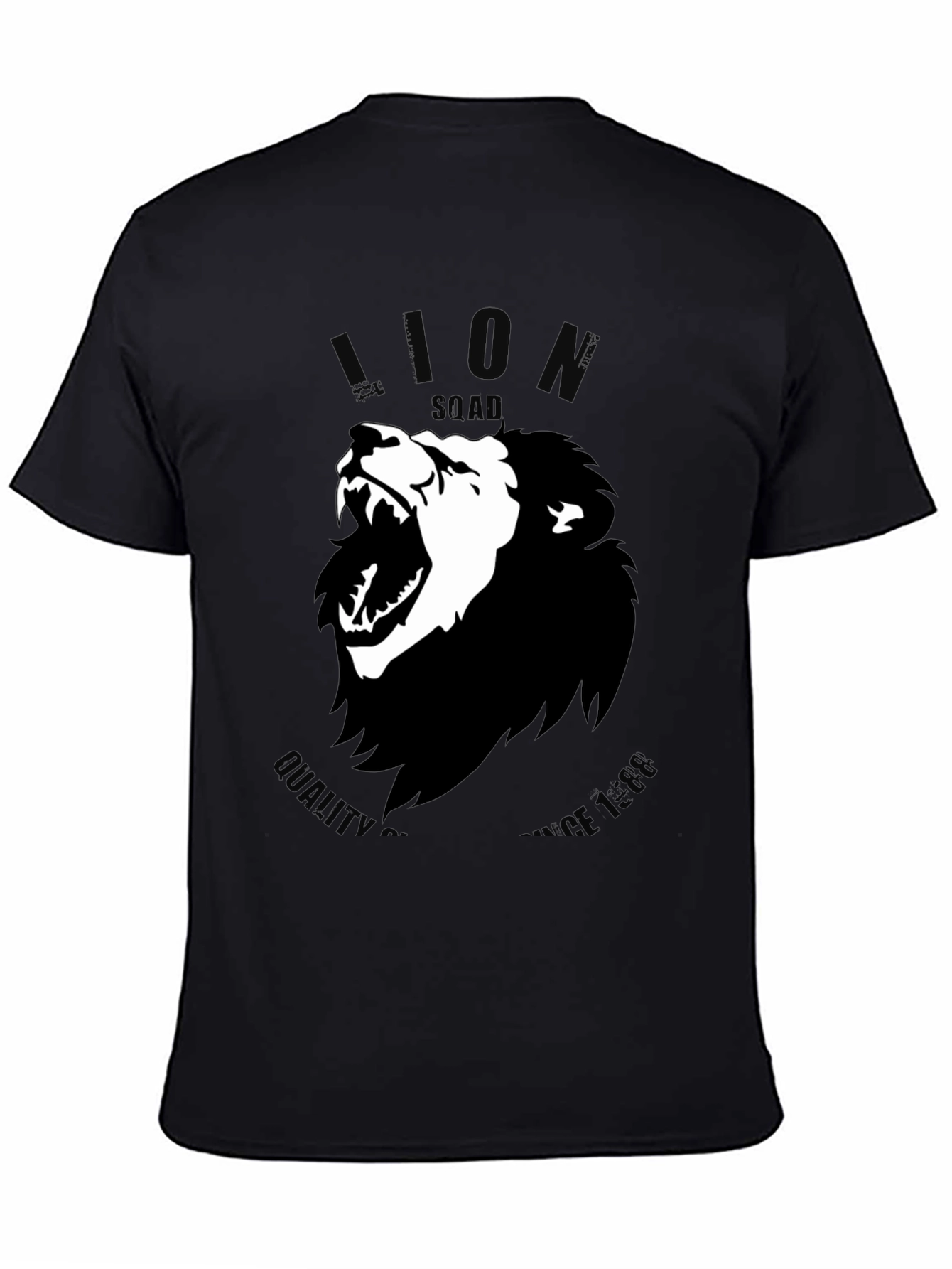 Lion Squad Graphic Print Black T-Shirt