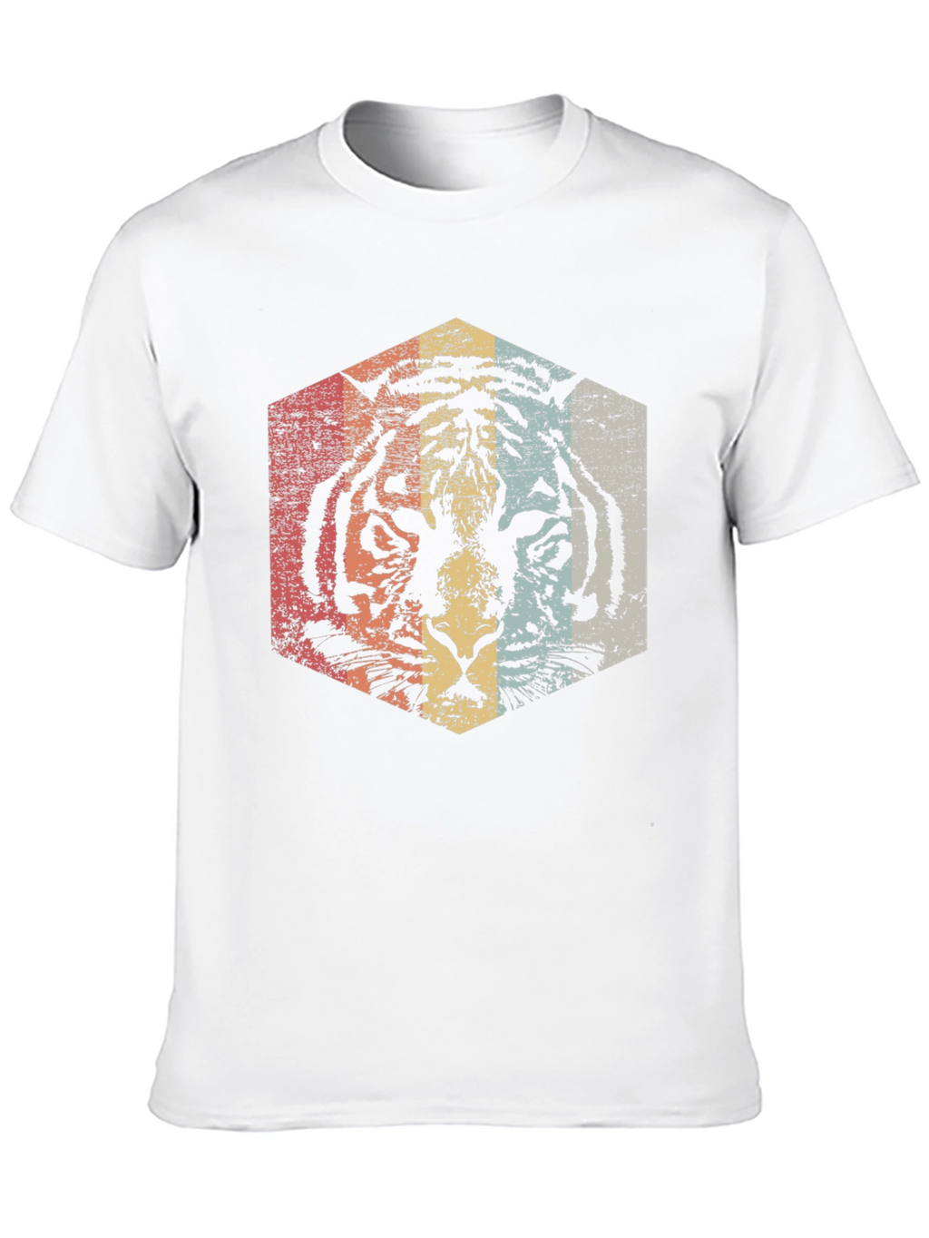Retro Tiger Graphic Tee - Distressed Animal Print T-Shirt