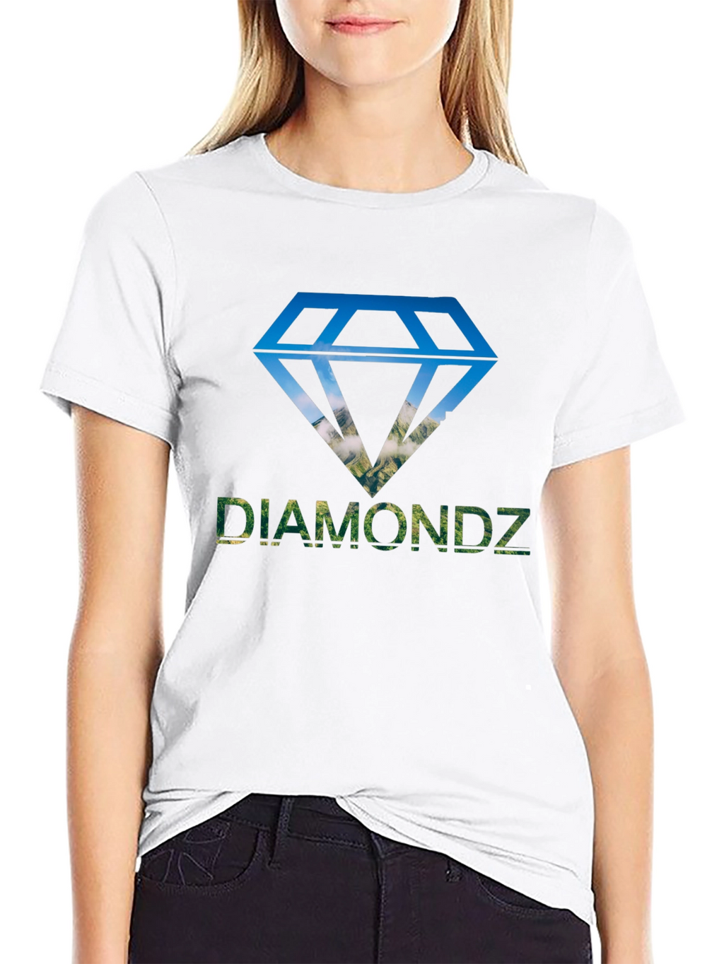 Diamondz Graphic Print Mens Black T-Shirt