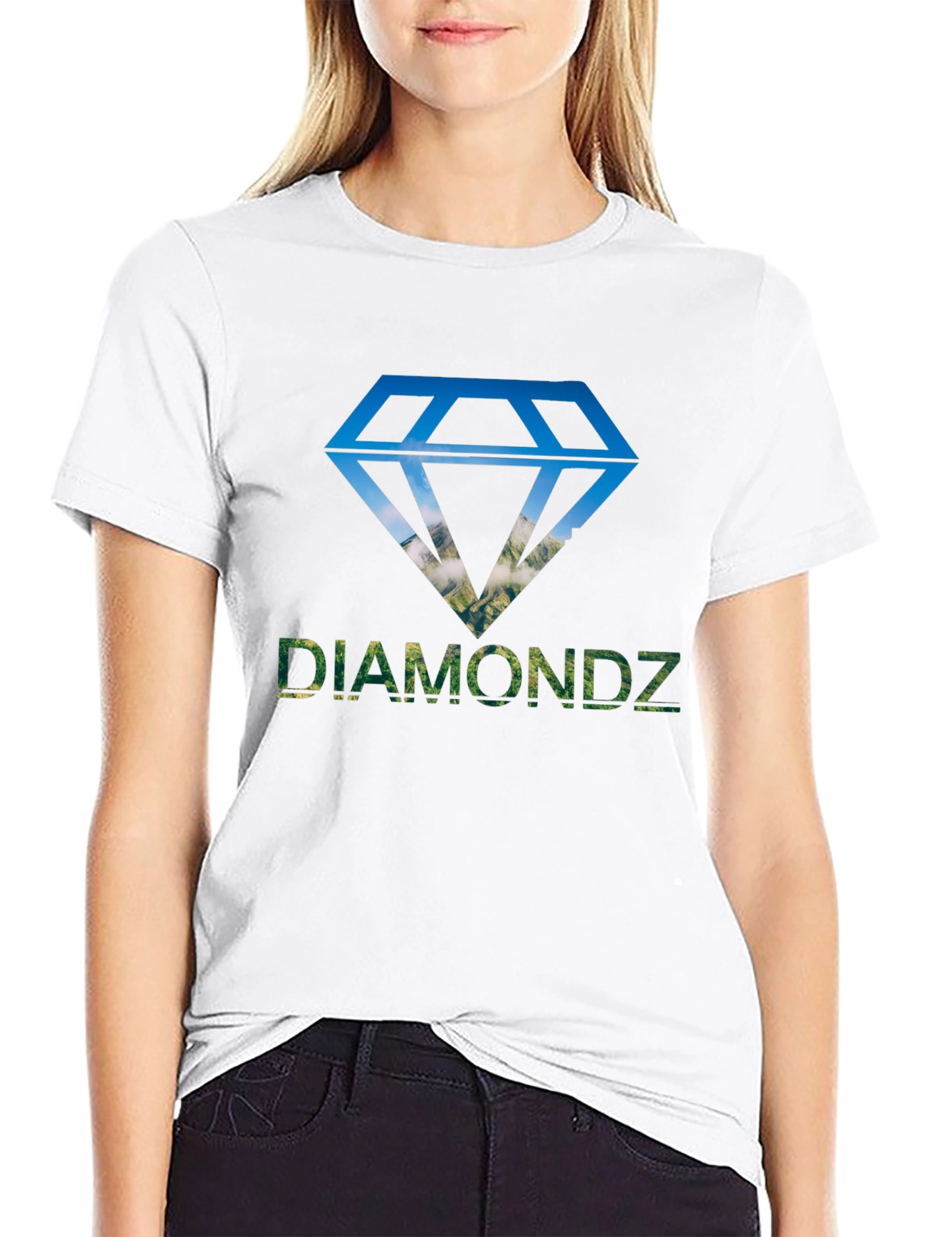 Diamondz Graphic Print Mens Black T-Shirt