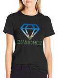 Diamondz Graphic Print Mens Black T-Shirt