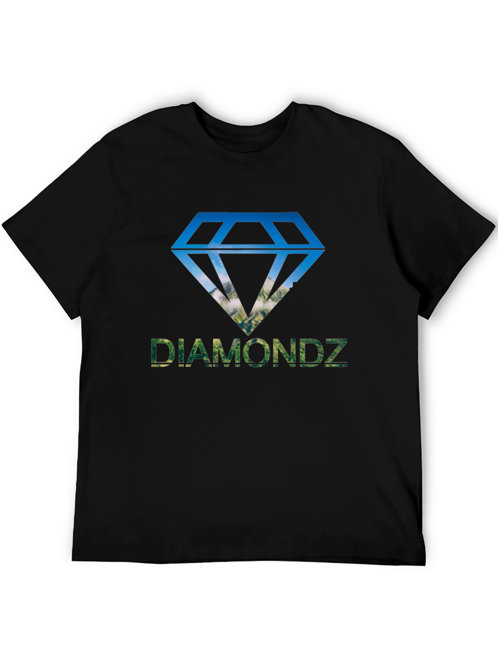 Diamondz Graphic Print Mens Black T-Shirt