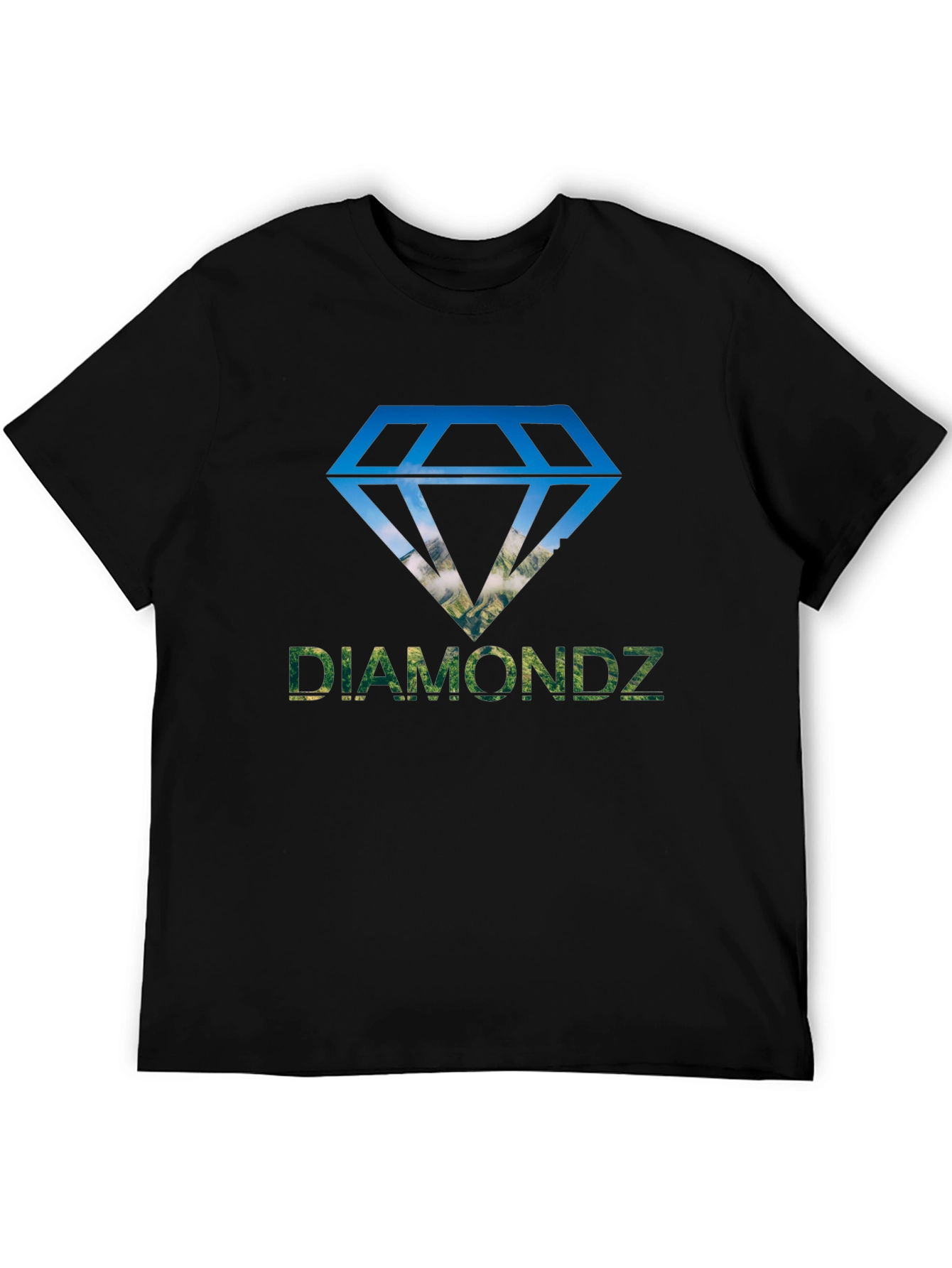Diamondz Graphic Print Mens Black T-Shirt