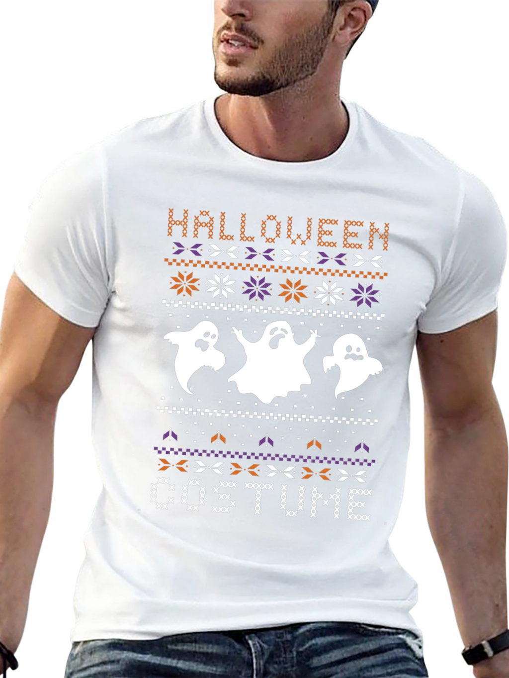 Halloween Costume Ghost Knit Style T-Shirt