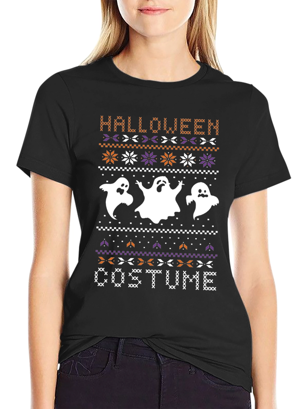Halloween Costume Ghost Knit Style T-Shirt