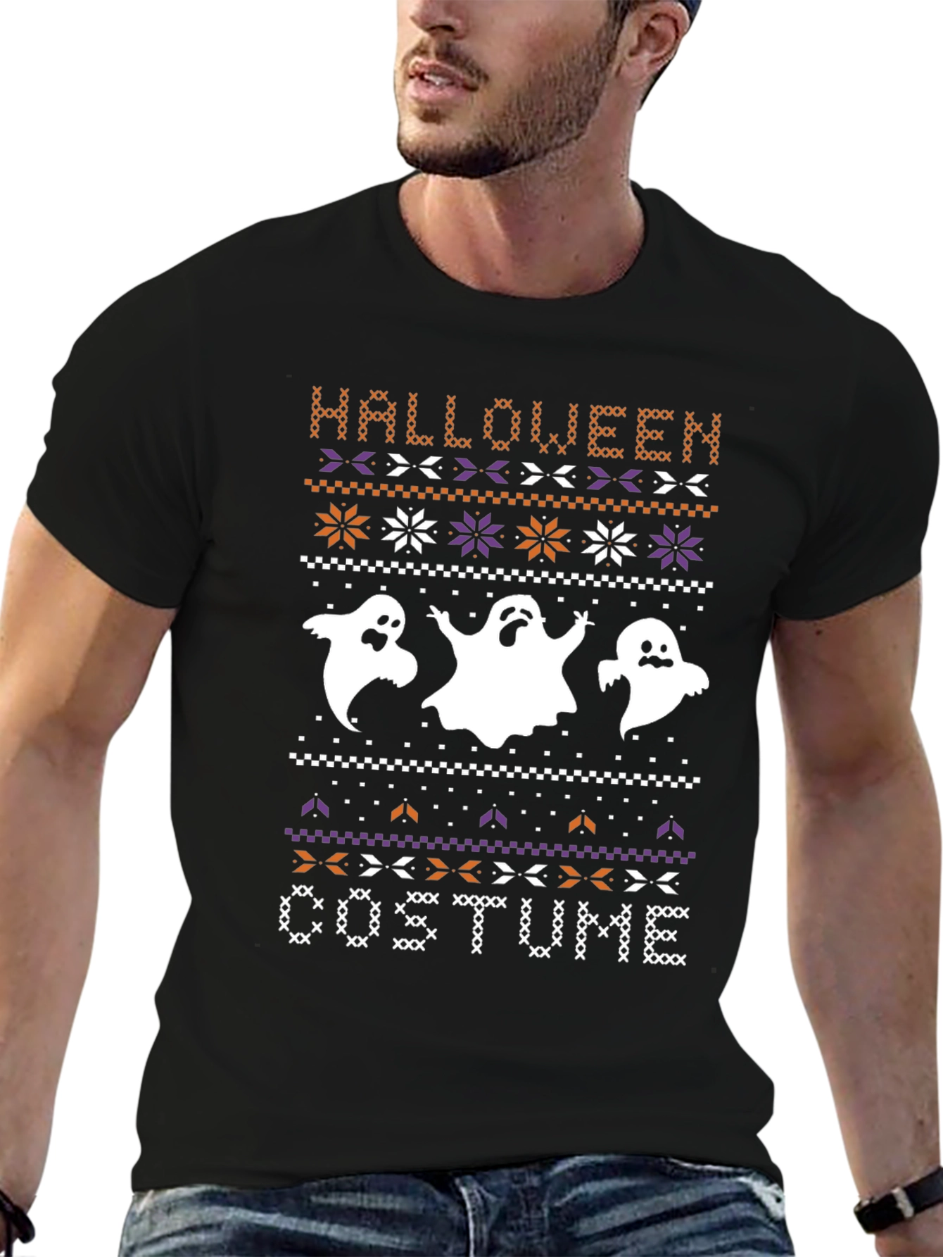 Halloween Costume Ghost Knit Style T-Shirt