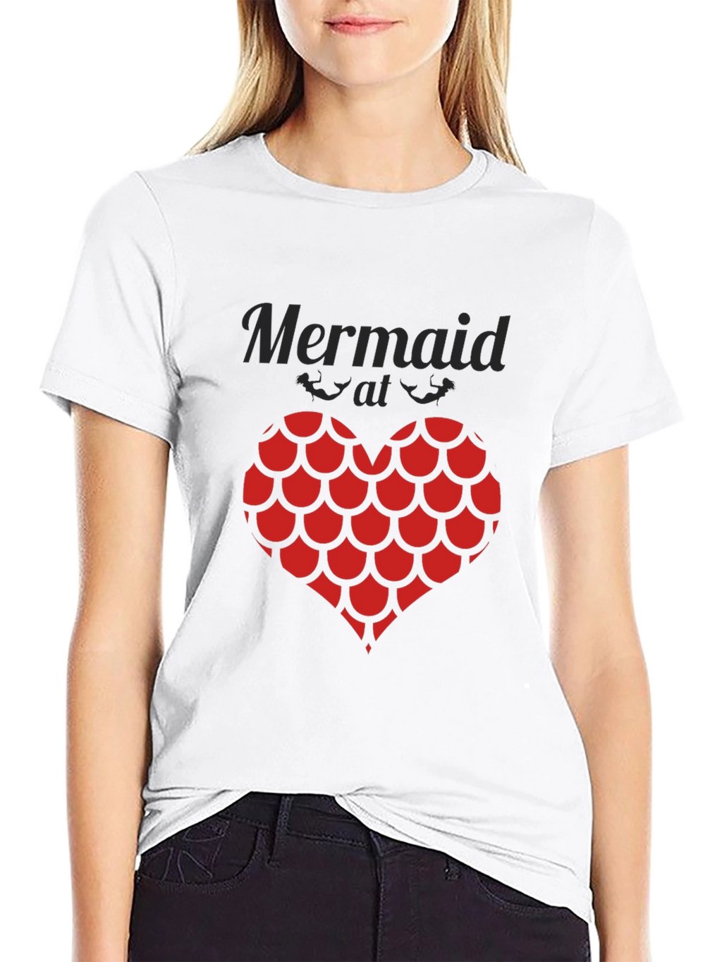 Mermaid at Heart Black Graphic T-Shirt