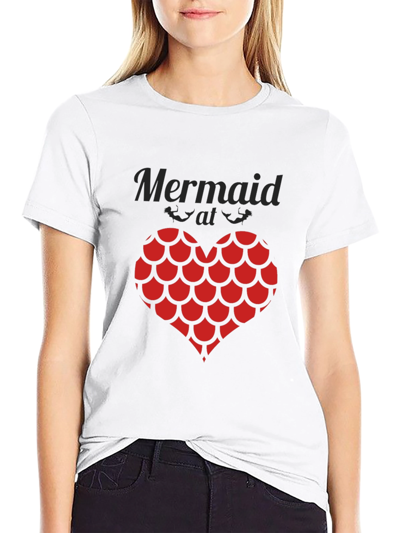 Mermaid at Heart Black Graphic T-Shirt