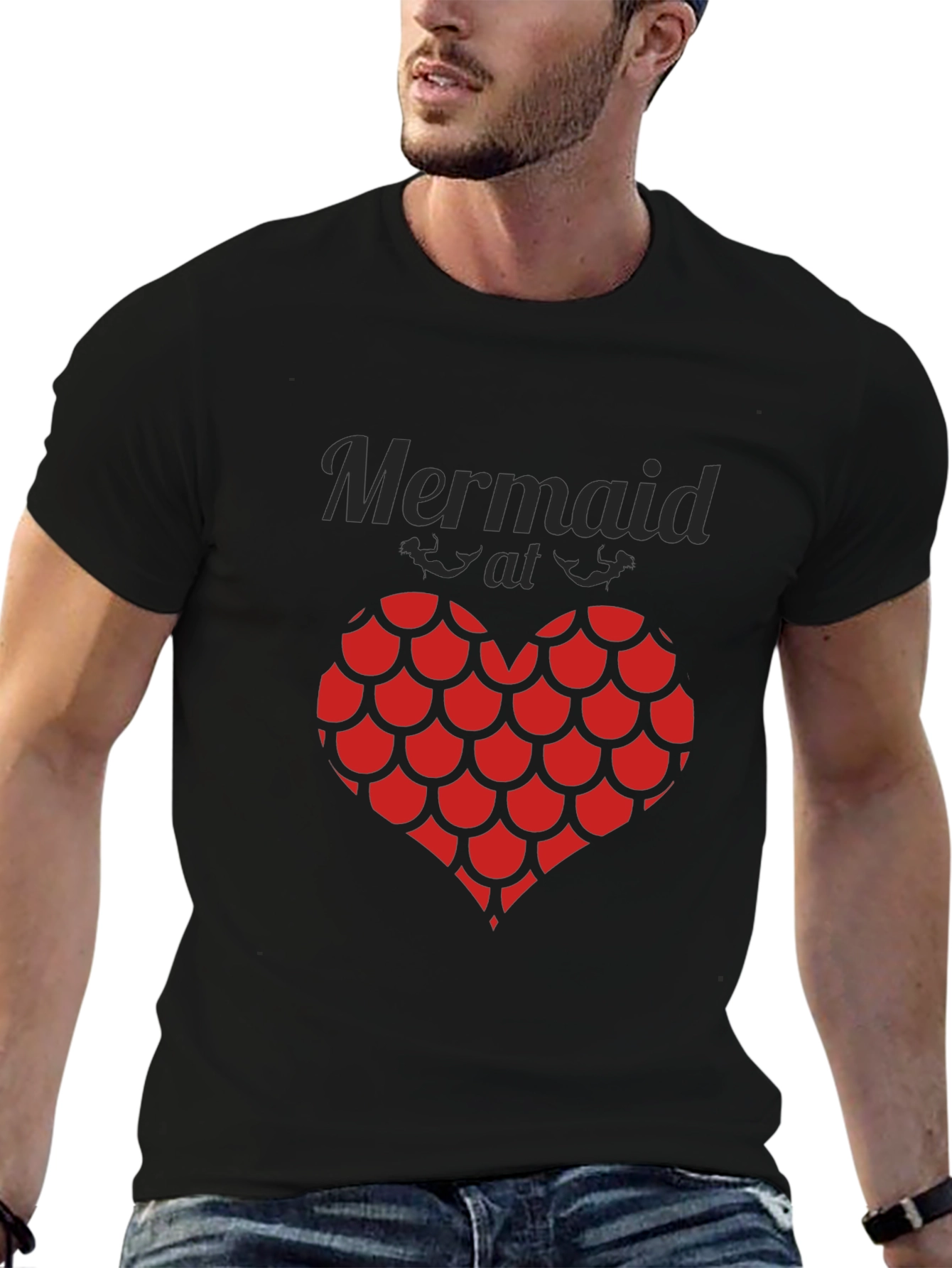 Mermaid at Heart Black Graphic T-Shirt