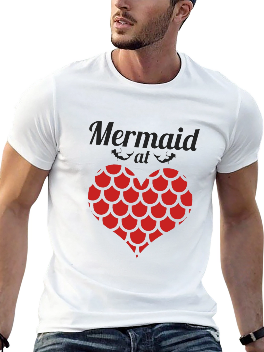 Mermaid at Heart Black Graphic T-Shirt
