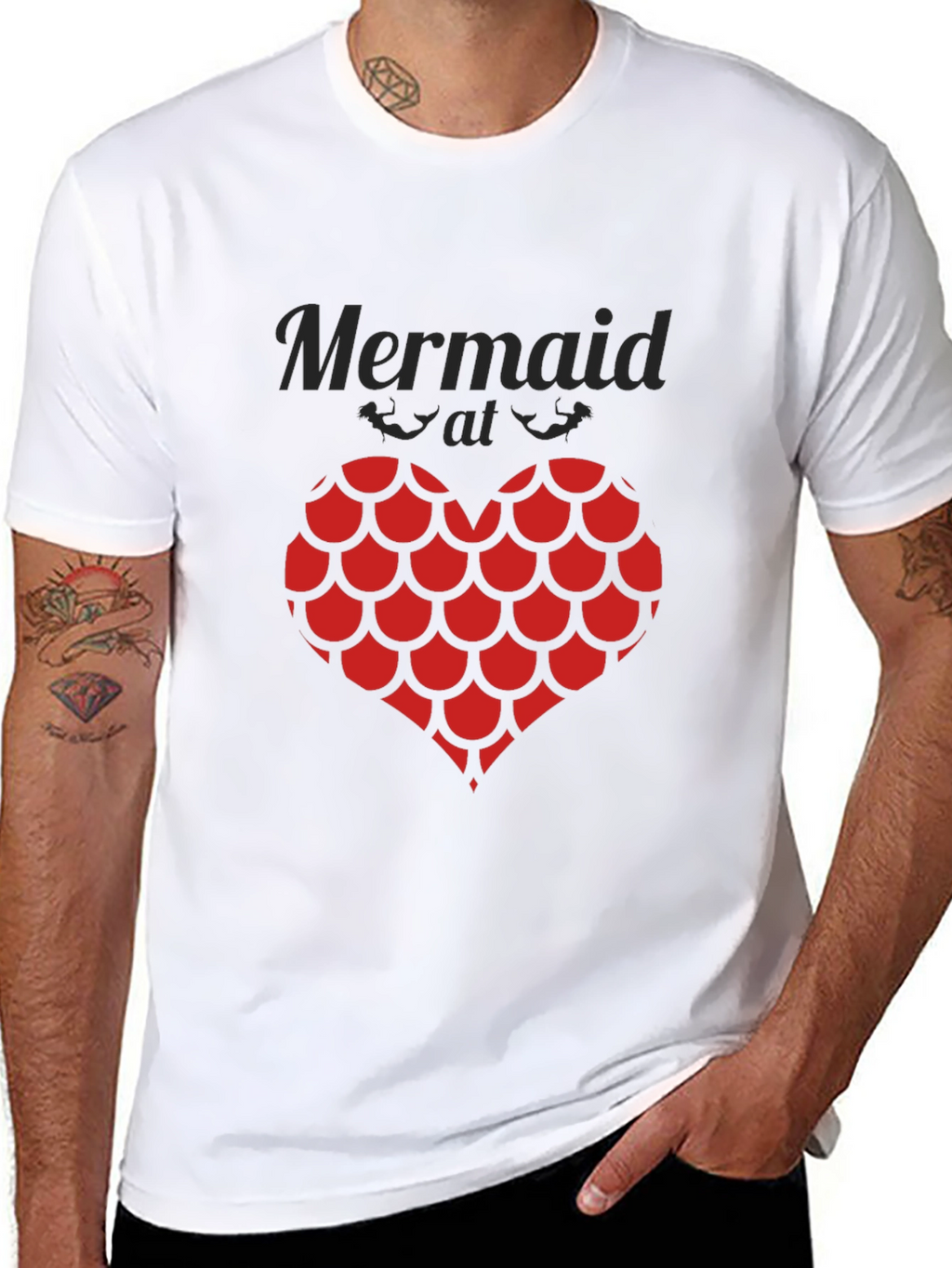 Mermaid at Heart Black Graphic T-Shirt