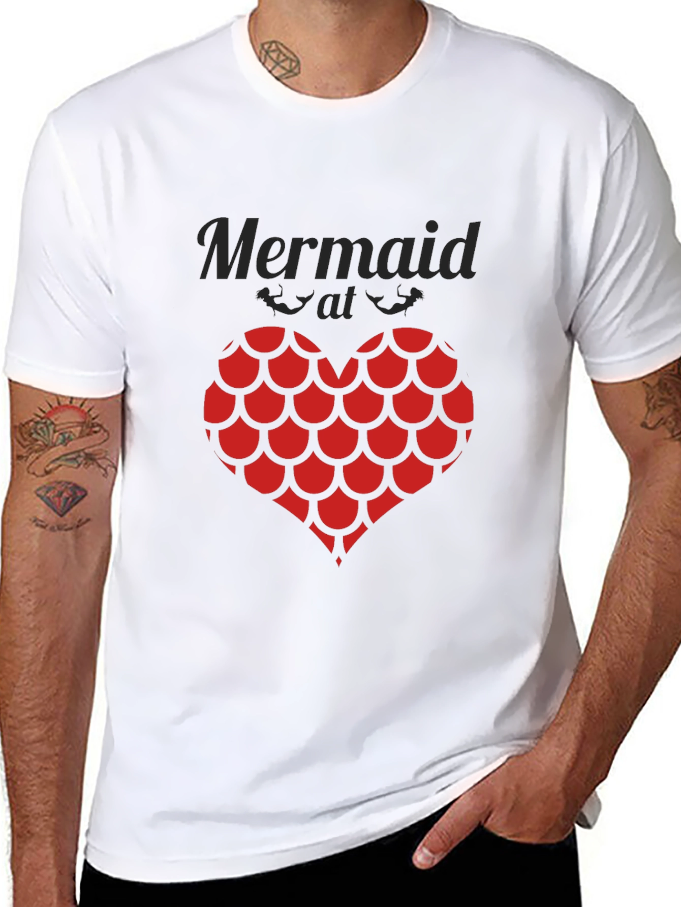 Mermaid at Heart Black Graphic T-Shirt