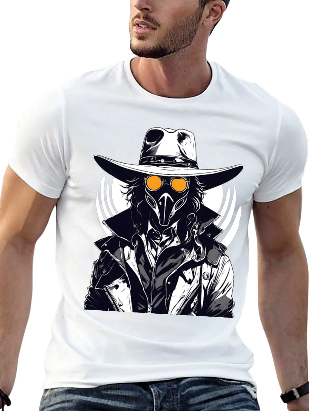 Steampunk Plague Doctor Graphic T-Shirt - Black
