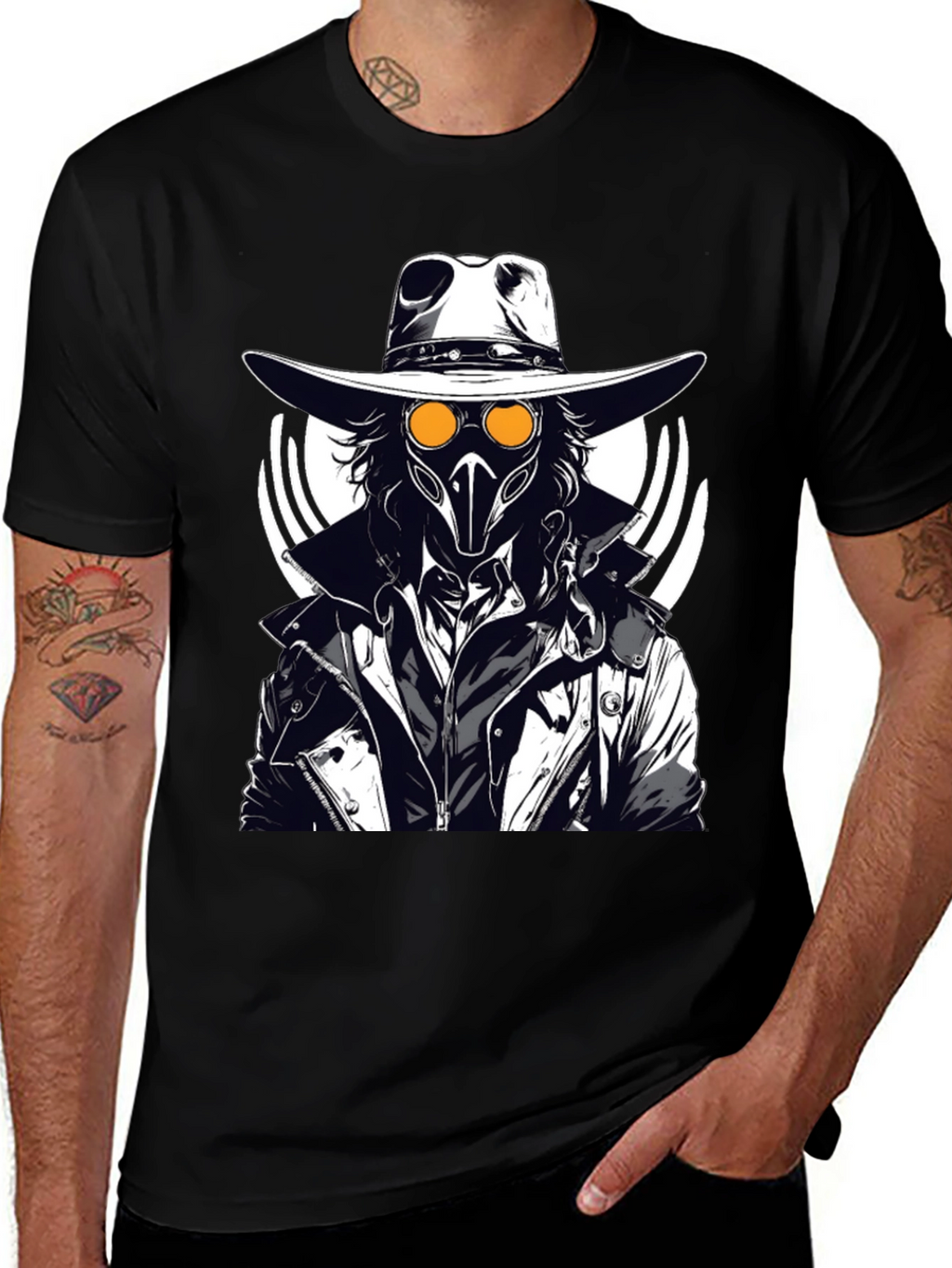 Steampunk Plague Doctor Graphic T-Shirt - Black