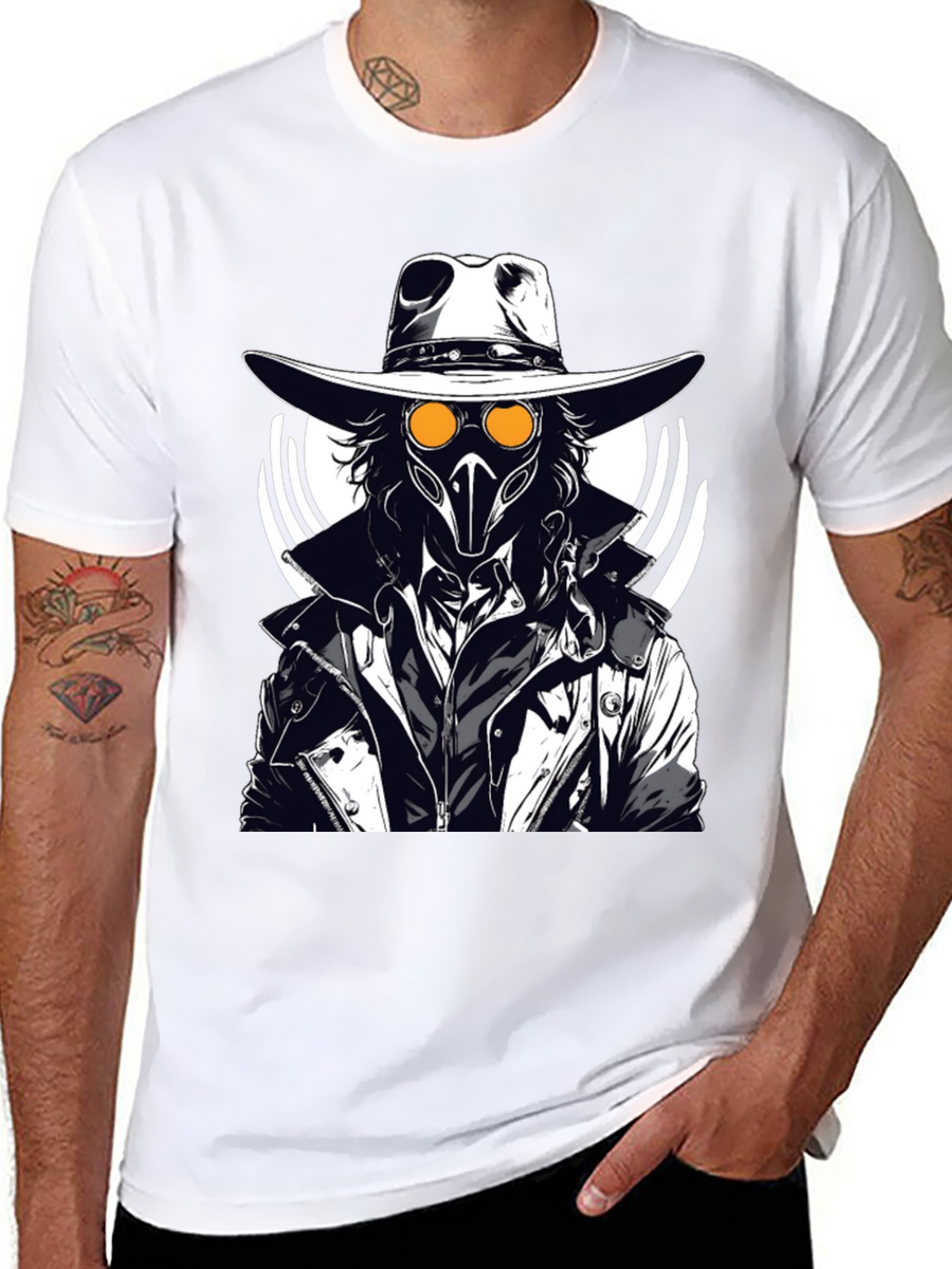 Steampunk Plague Doctor Graphic T-Shirt - Black