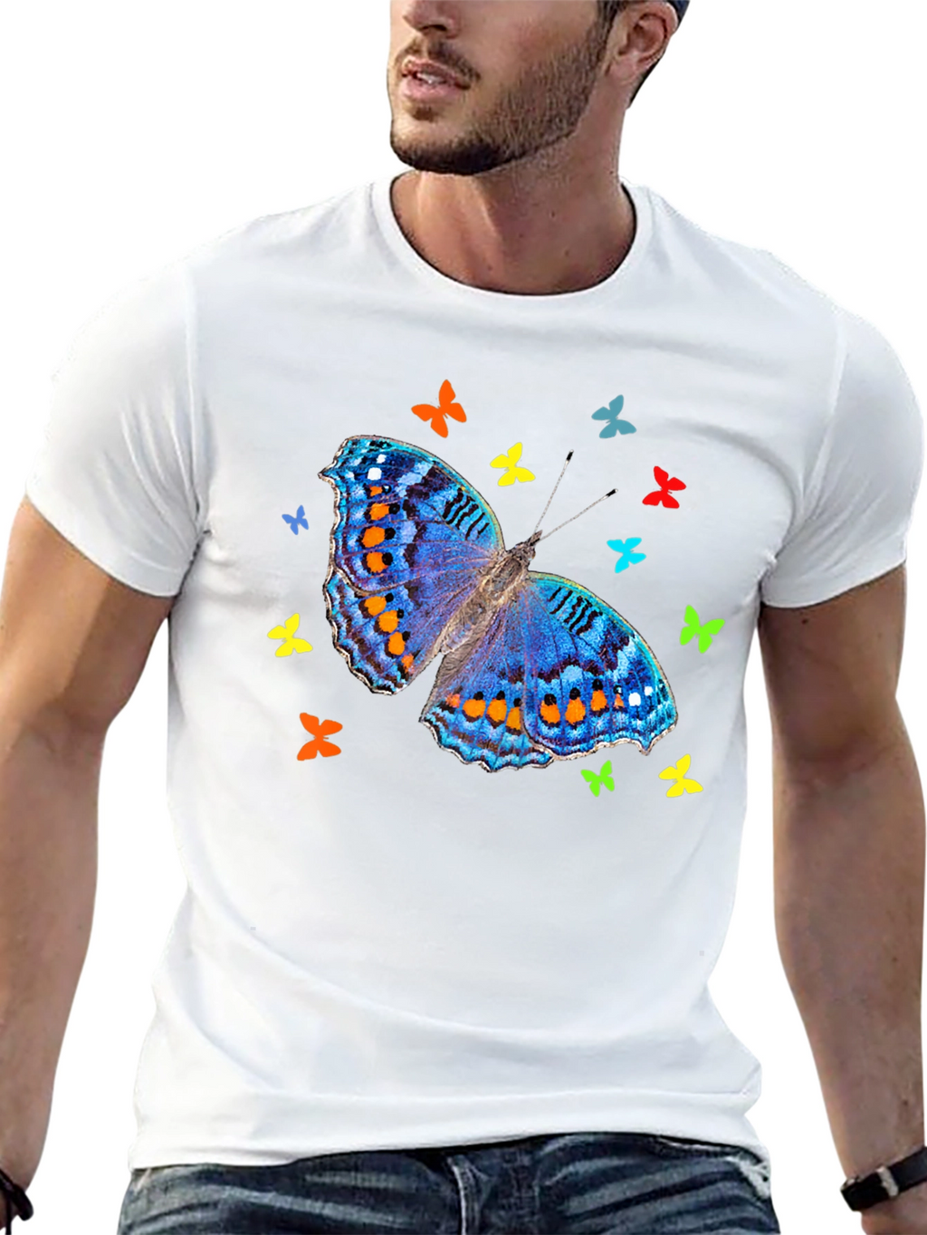 Butterfly Graphic Tee - Stylish Mens Black T-Shirt