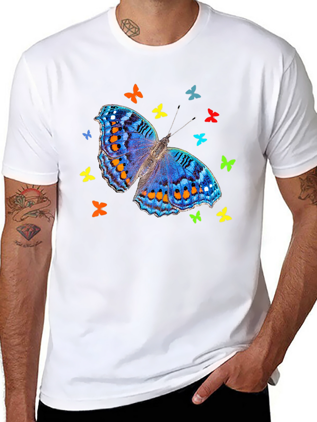 Butterfly Graphic Tee - Stylish Mens Black T-Shirt
