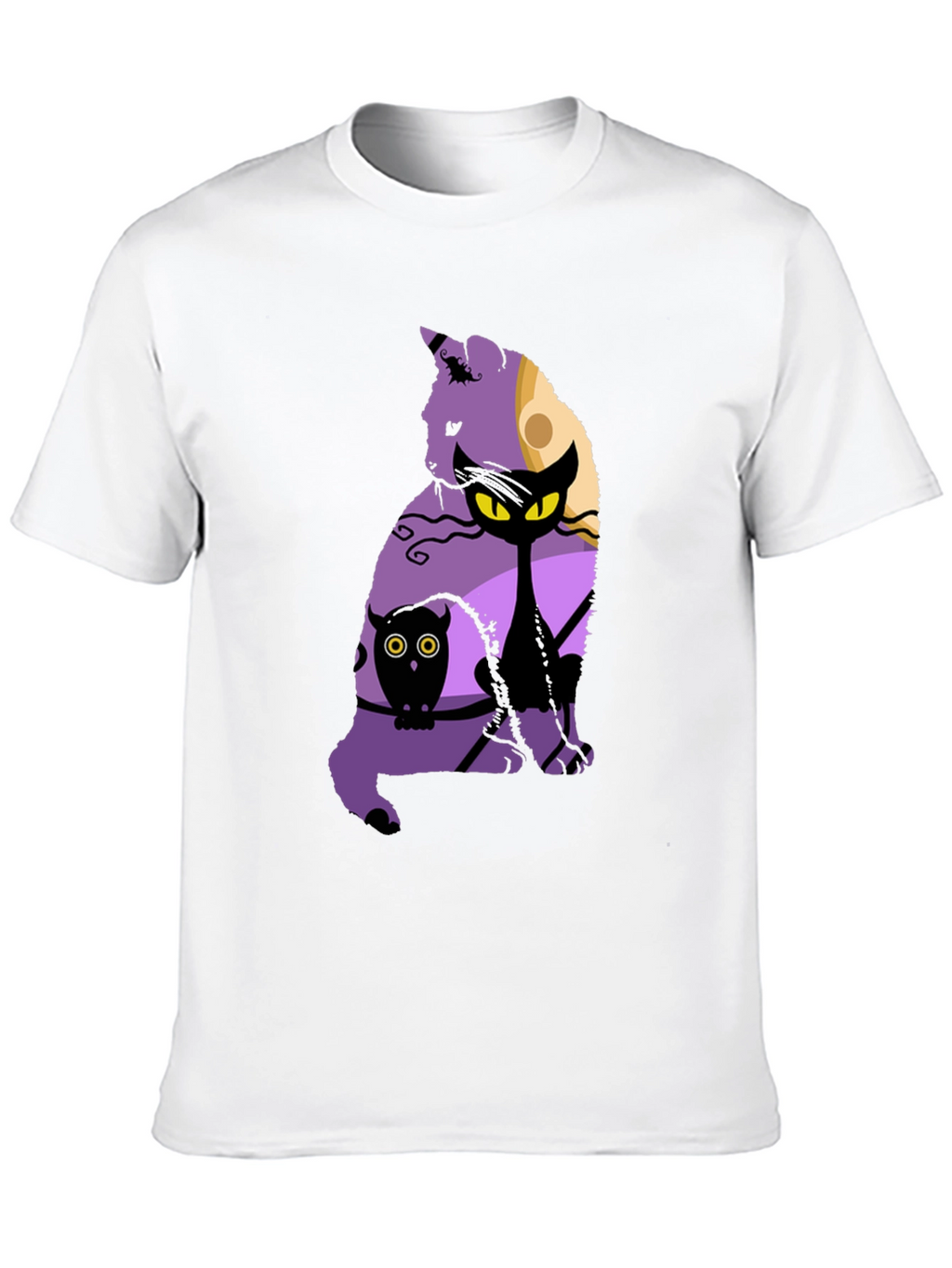 Halloween Cat & Owl Graphic T-Shirt