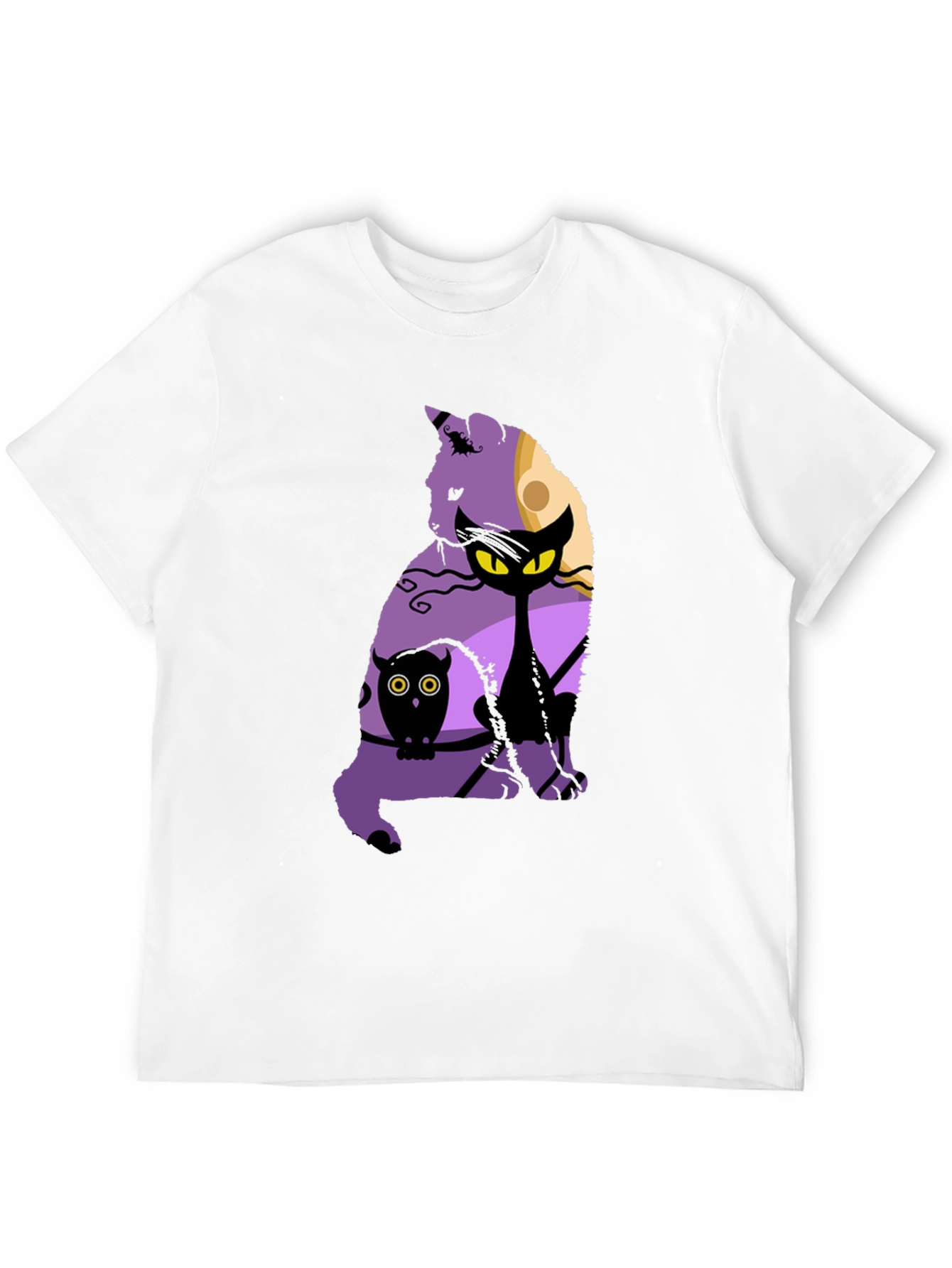 Halloween Cat & Owl Graphic T-Shirt