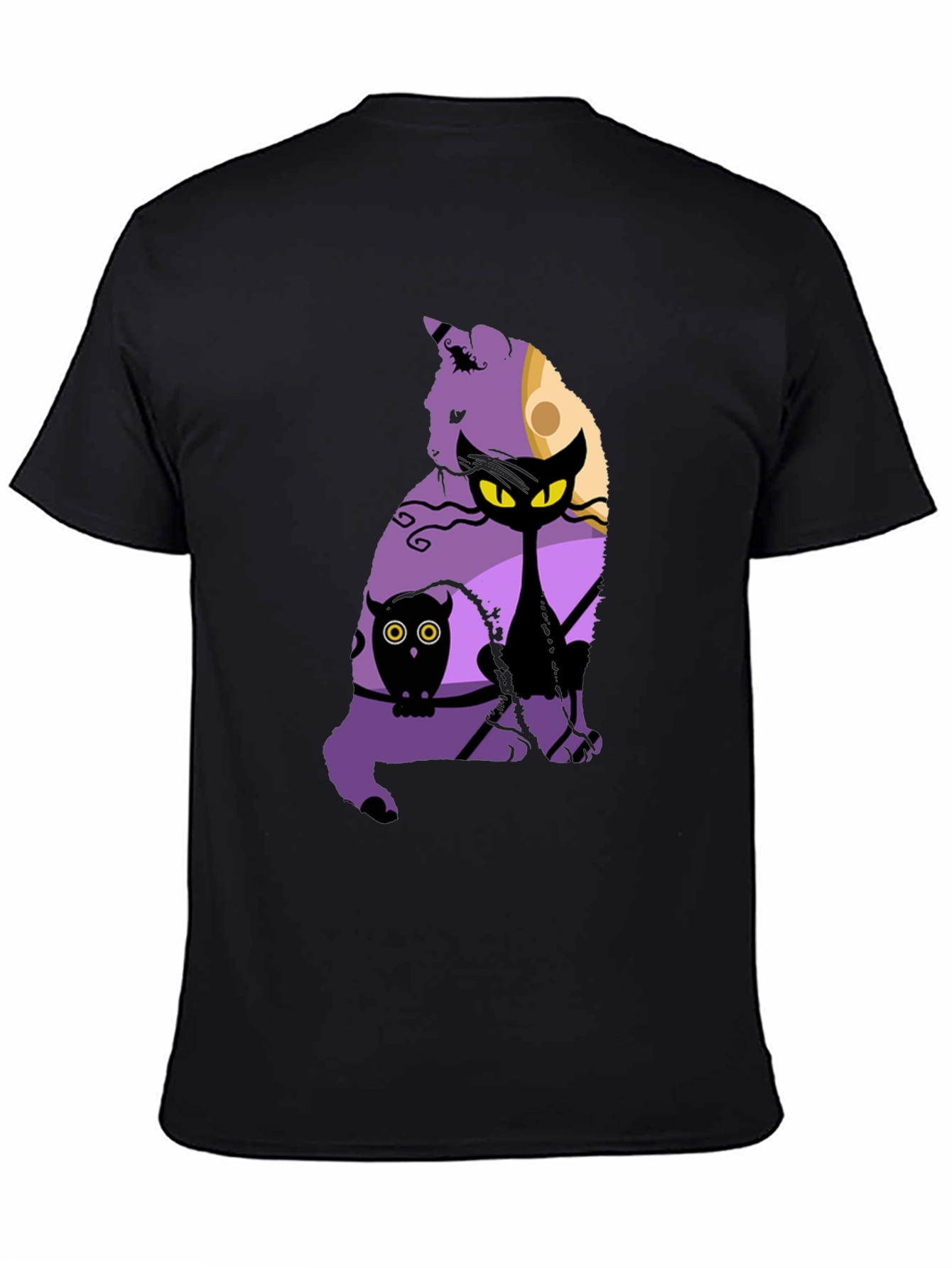 Halloween Cat & Owl Graphic T-Shirt
