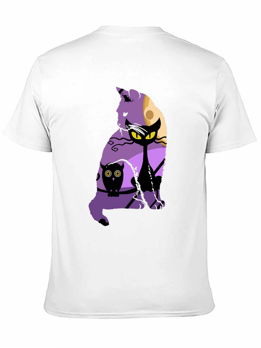 Halloween Cat & Owl Graphic T-Shirt