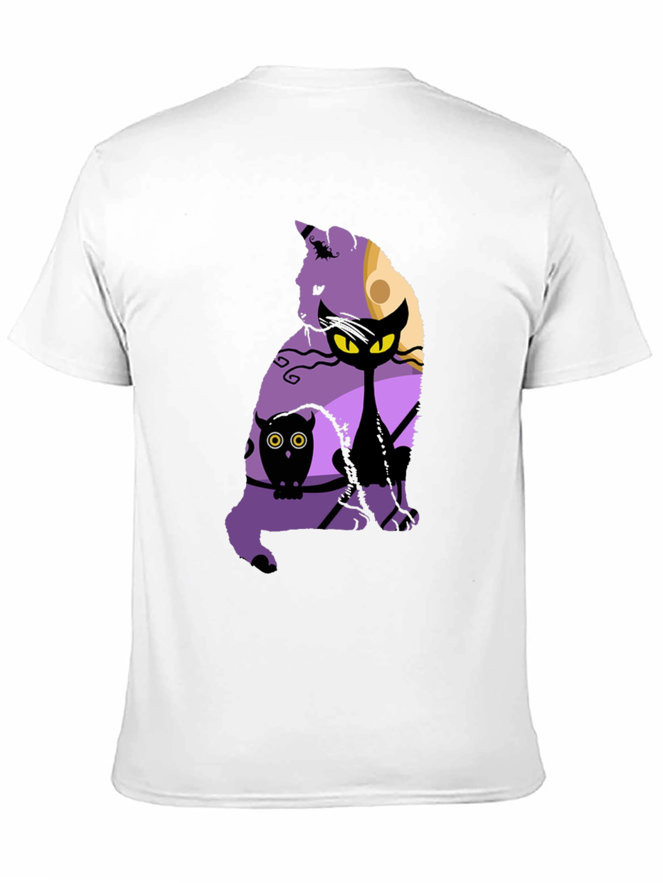 Halloween Cat & Owl Graphic T-Shirt