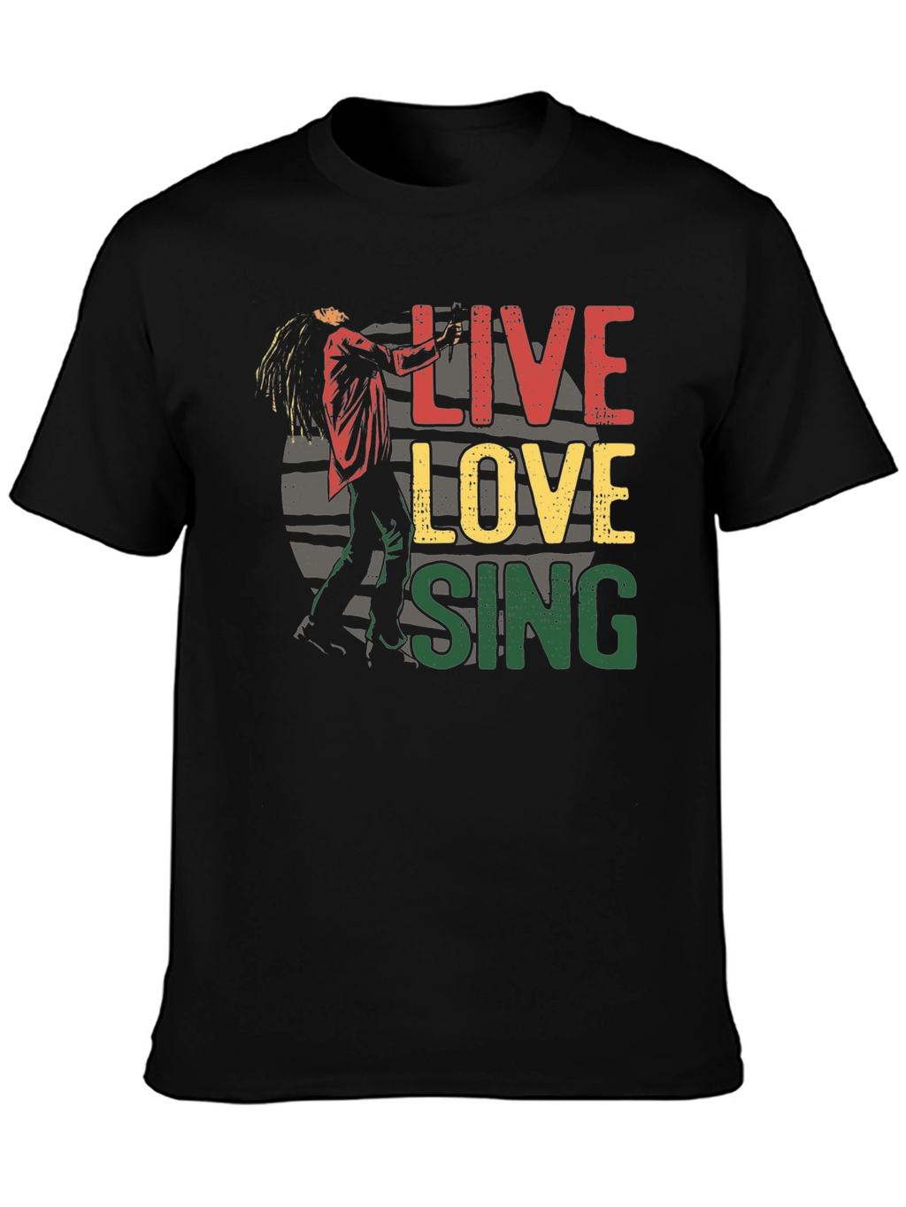Live Love Sing Graphic Tee - Black Cotton T-Shirt