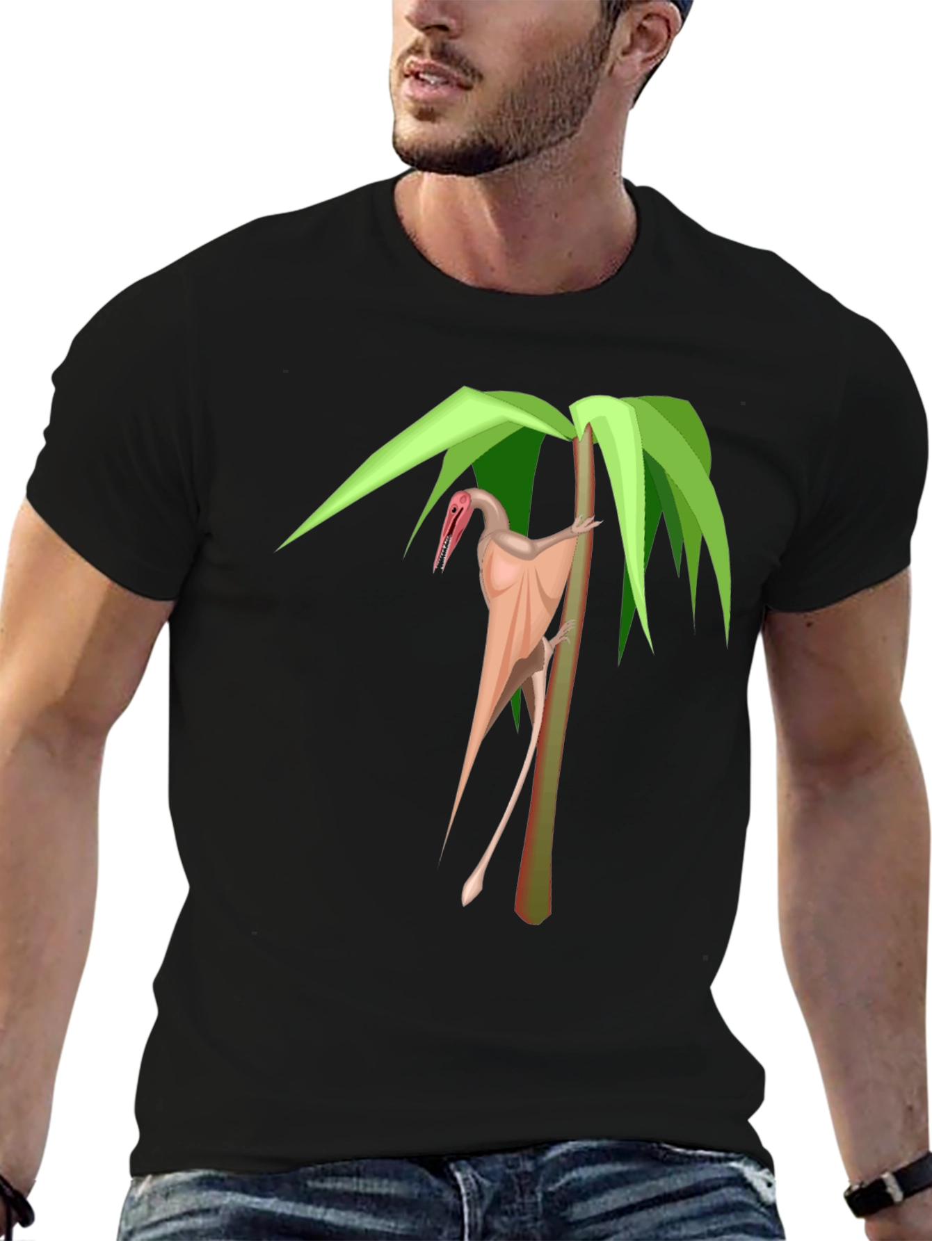 Pterodactyl Palm Tree Graphic Tee - Stylish Dinosaur Shirt