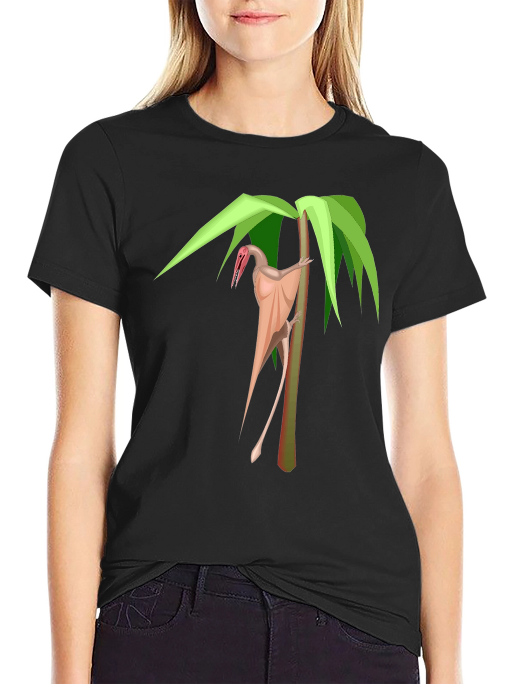 Pterodactyl Palm Tree Graphic Tee - Stylish Dinosaur Shirt