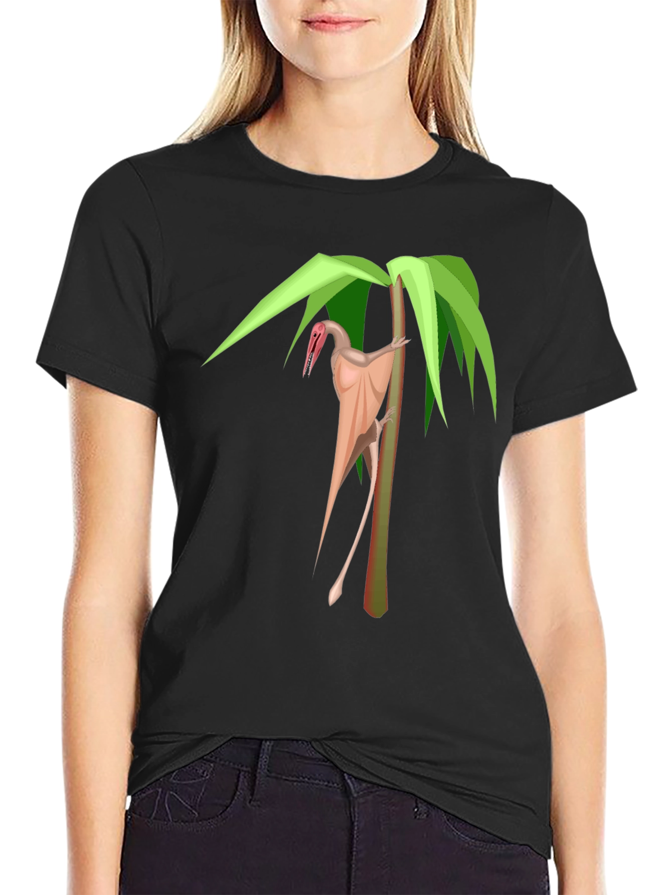 Pterodactyl Palm Tree Graphic Tee - Stylish Dinosaur Shirt