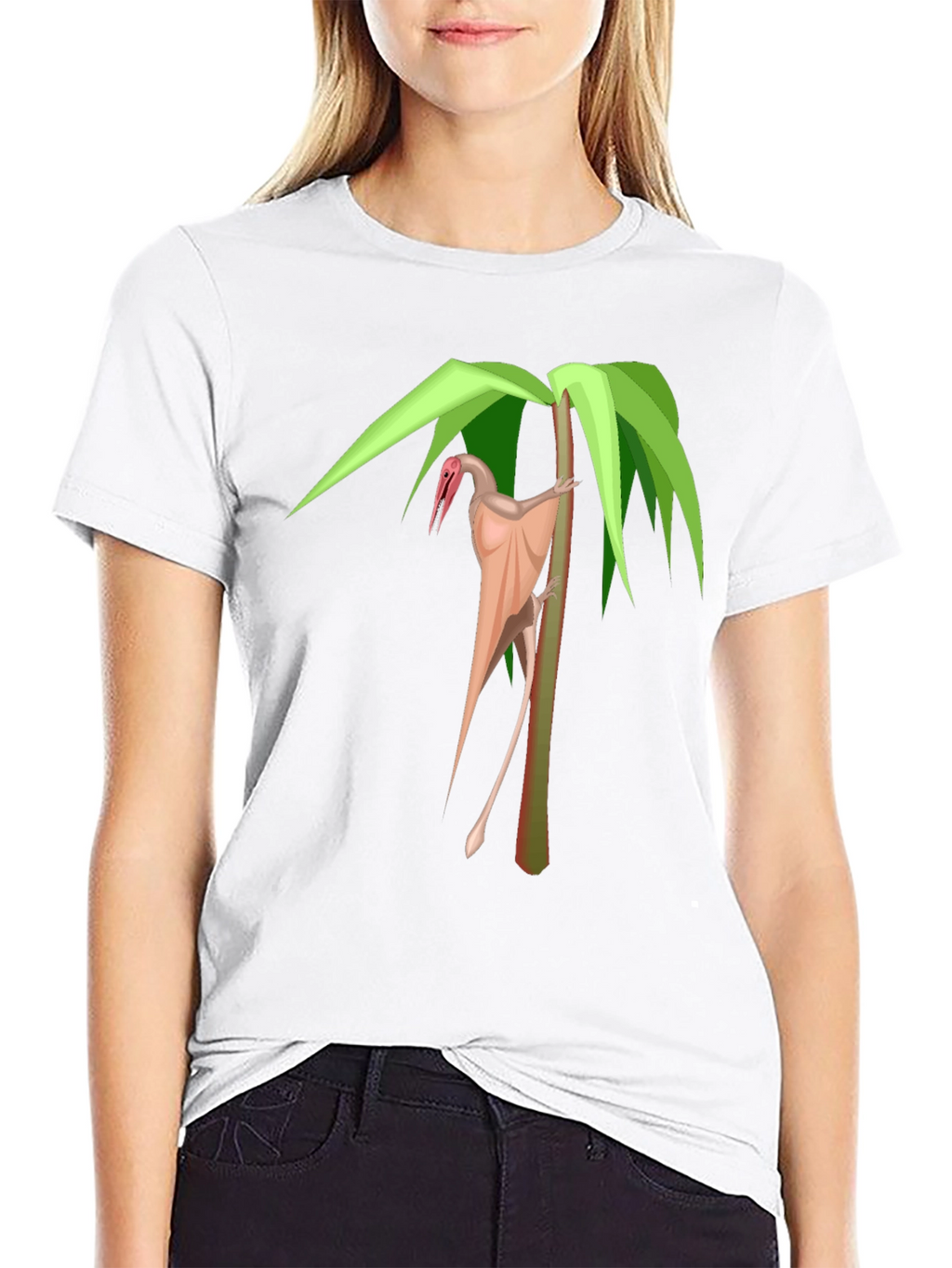 Pterodactyl Palm Tree Graphic Tee - Stylish Dinosaur Shirt