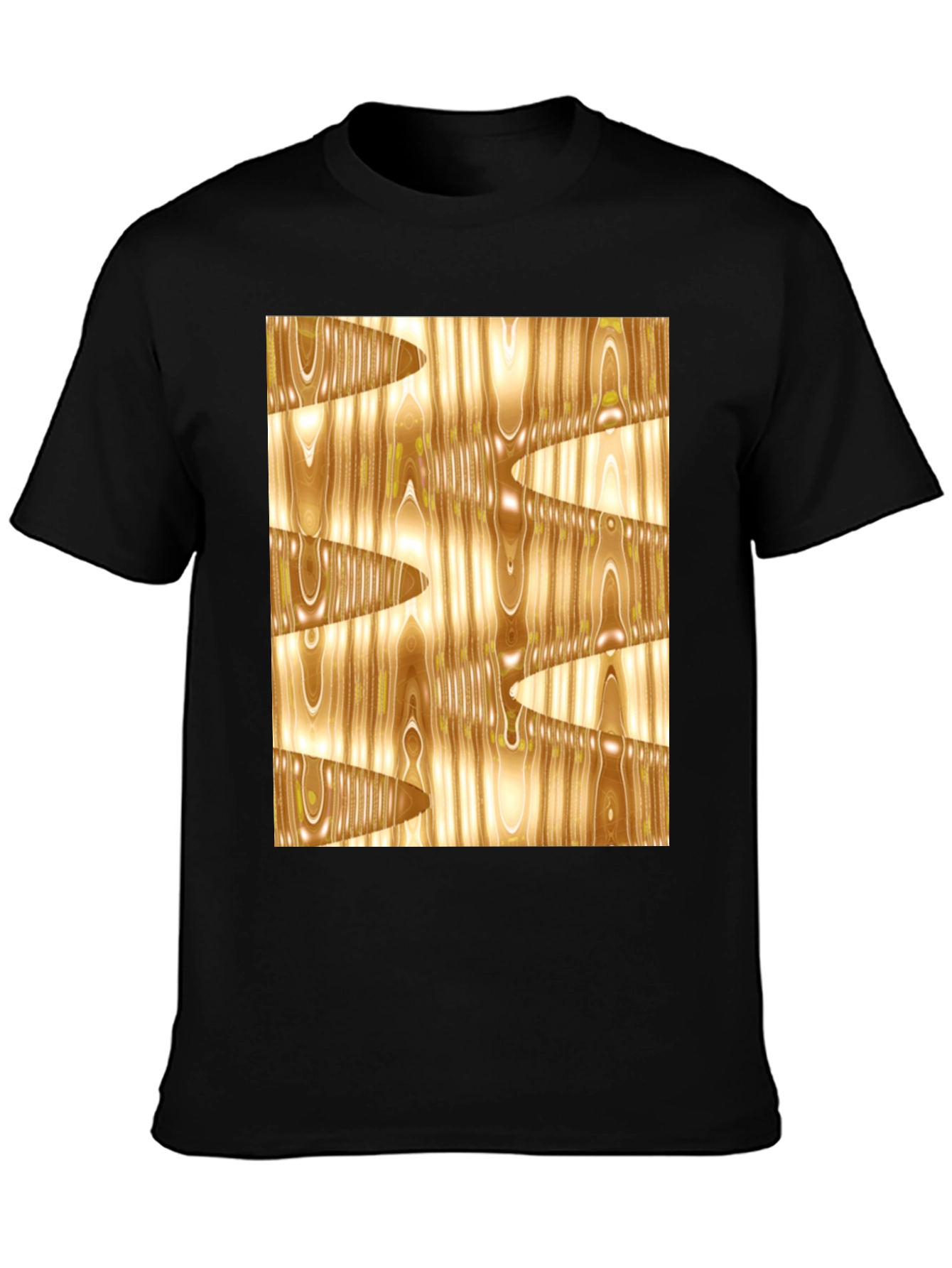 Abstract Wood Grain Print Black Tee