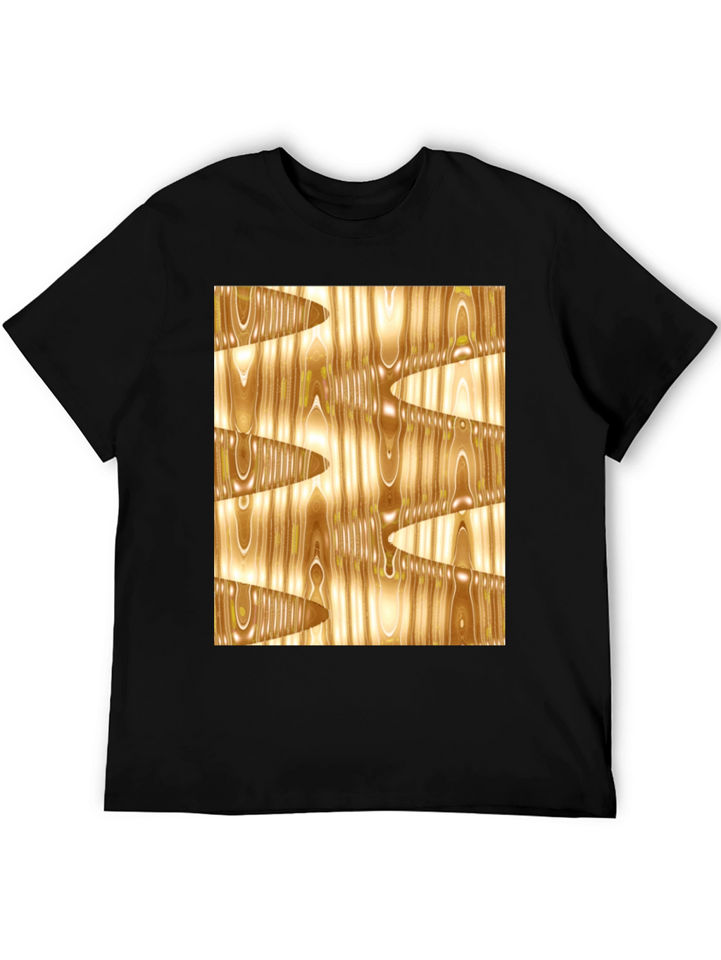Abstract Wood Grain Print Black Tee