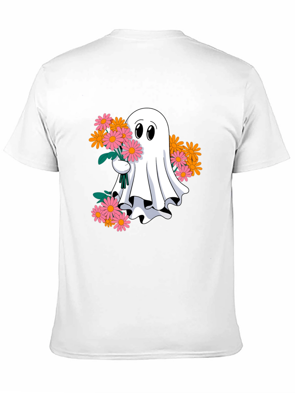 Ghost with Flowers Graphic Tee - Spooky Cute T-Shirt