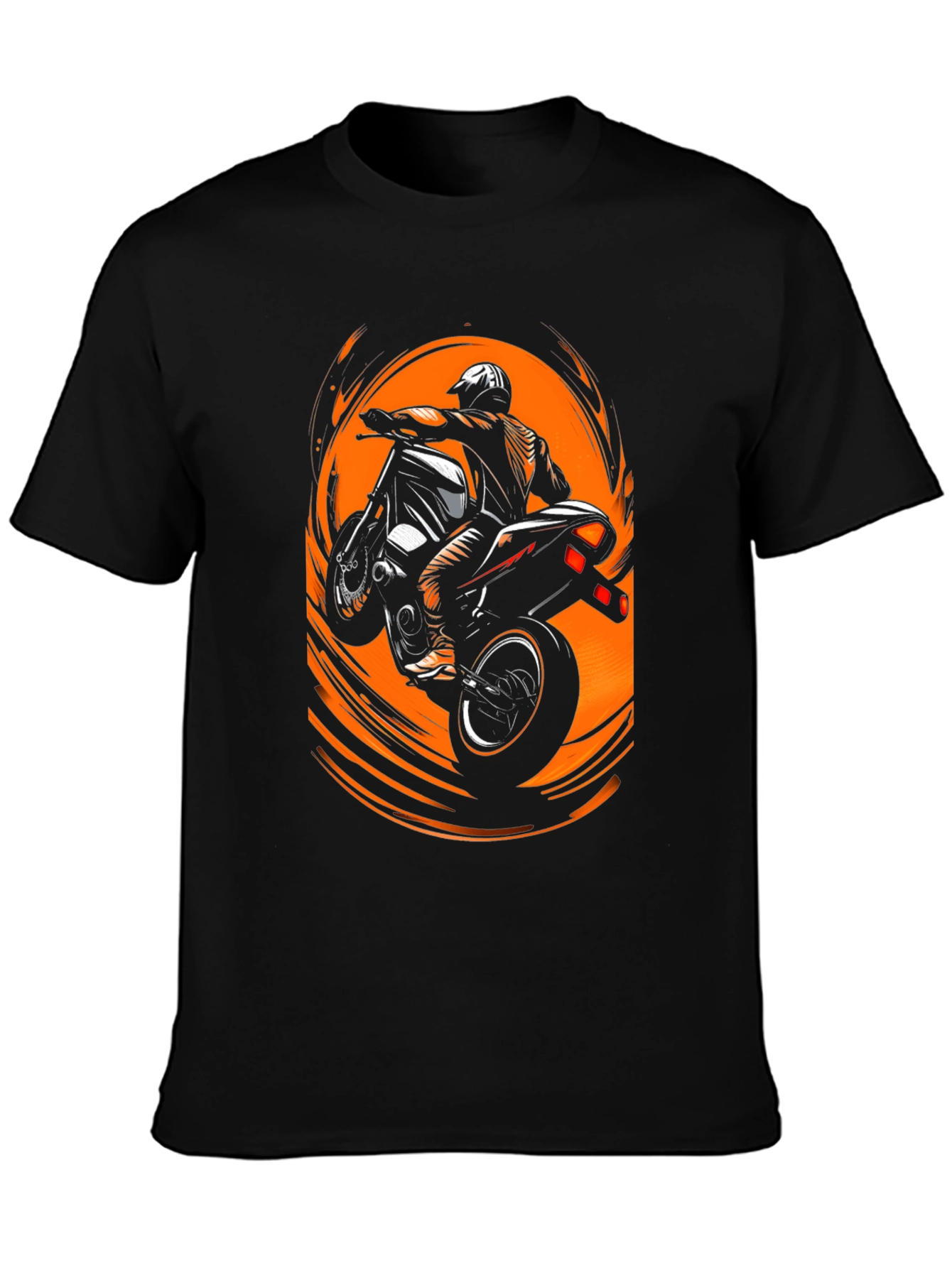 Motorcycle Stunt Rider Graphic Tee - Black