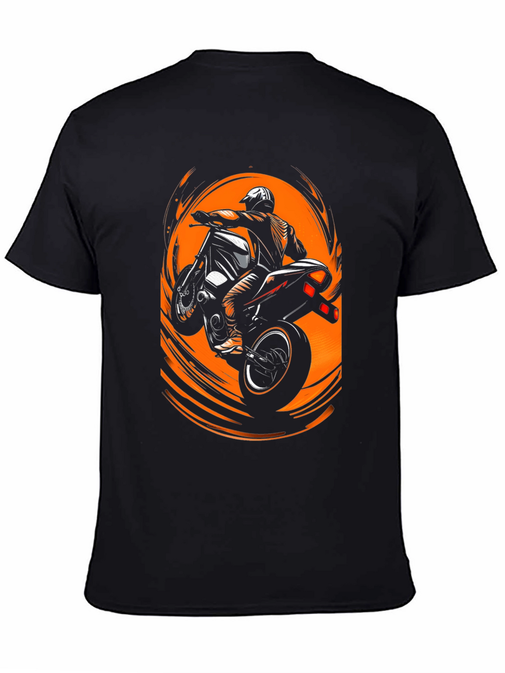 Motorcycle Stunt Rider Graphic Tee - Black