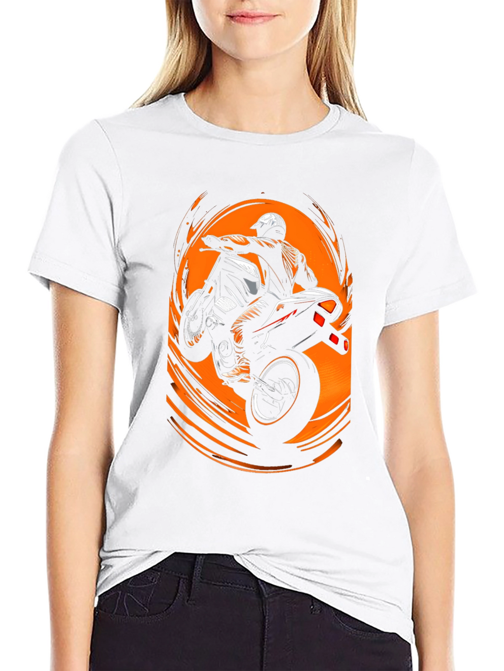 Motorcycle Stunt Rider Graphic Tee - Black