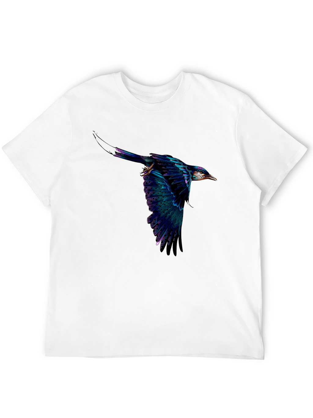 Vivid Flying Bird Graphic Black T-Shirt