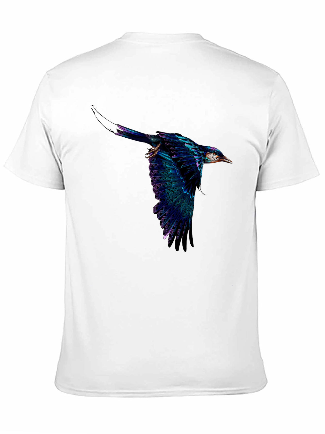 Vivid Flying Bird Graphic Black T-Shirt