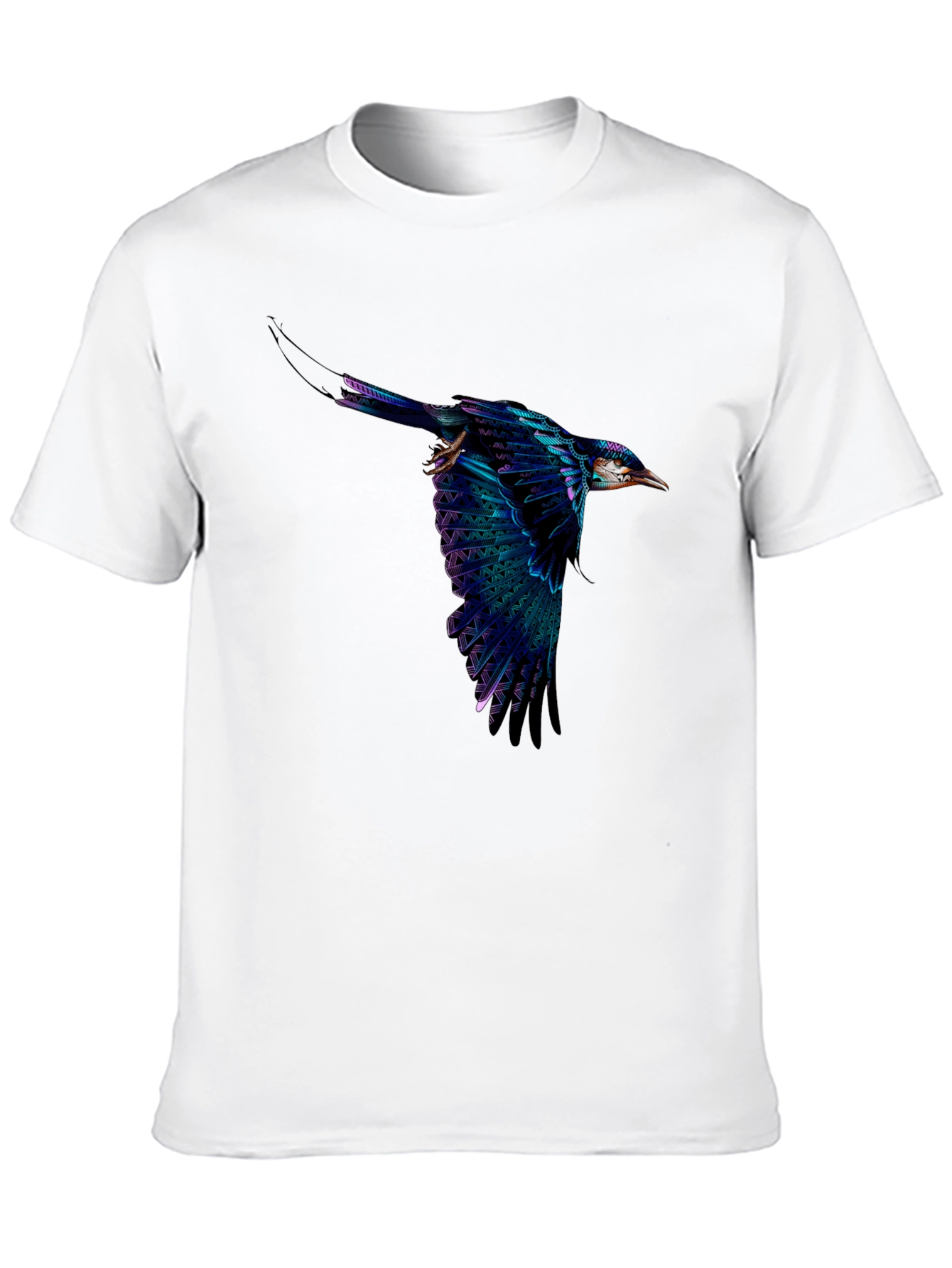 Vivid Flying Bird Graphic Black T-Shirt