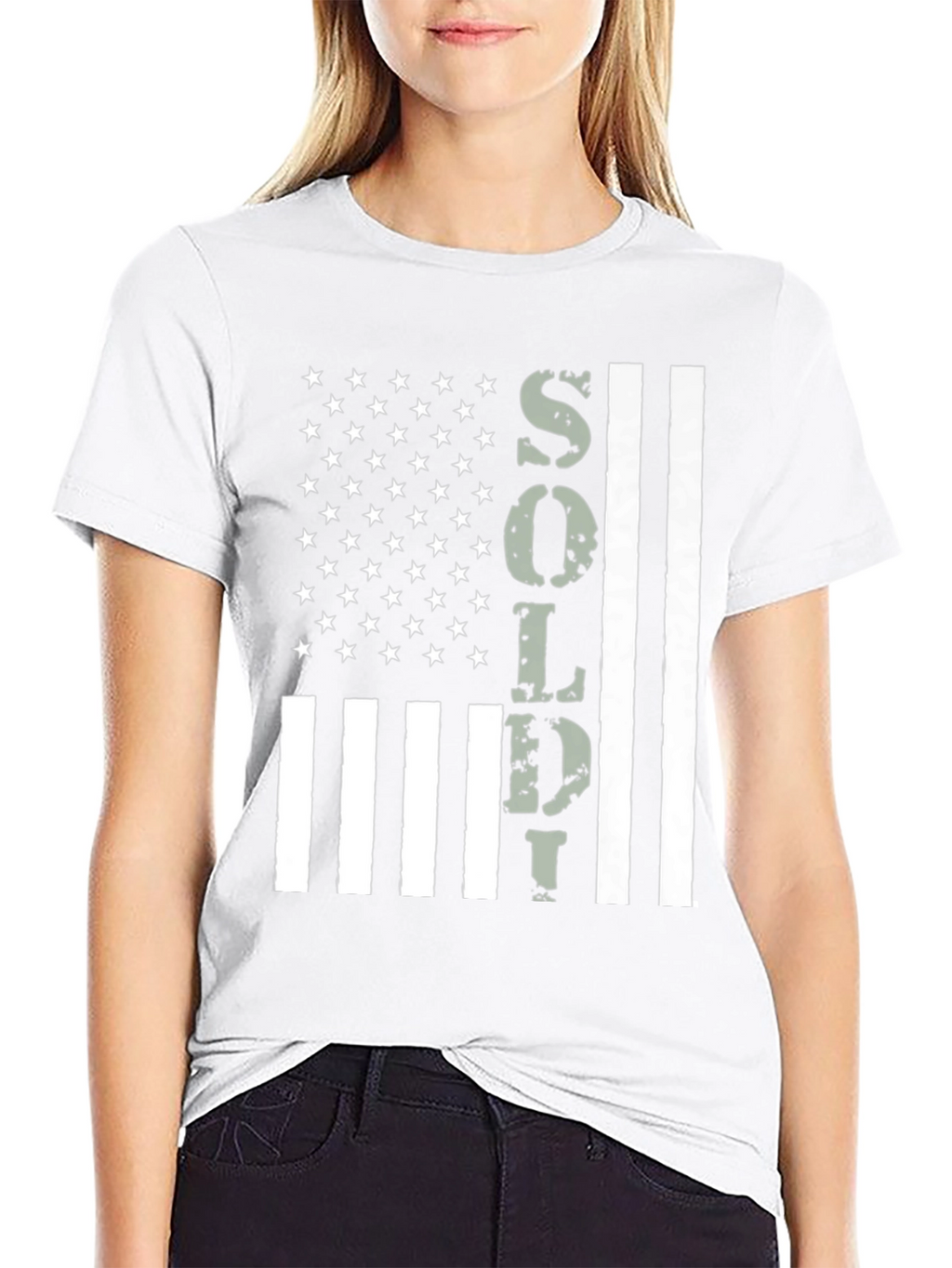 American Flag Soldier Graphic T-Shirt