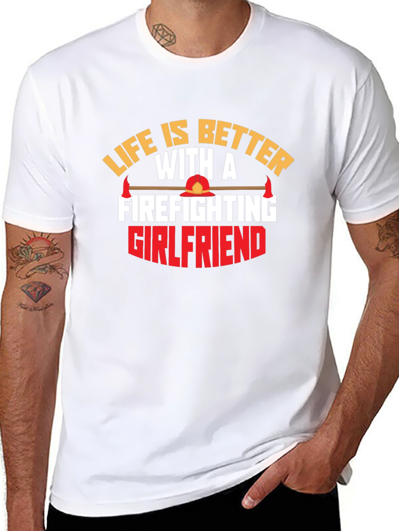 Firefighting Girlfriend Black Graphic T-Shirt
