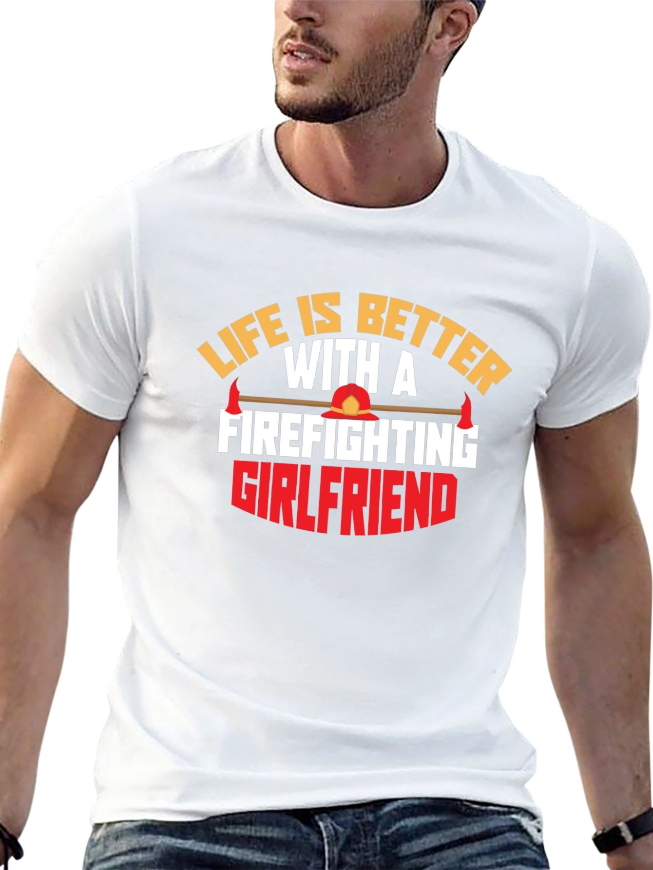 Firefighting Girlfriend Black Graphic T-Shirt