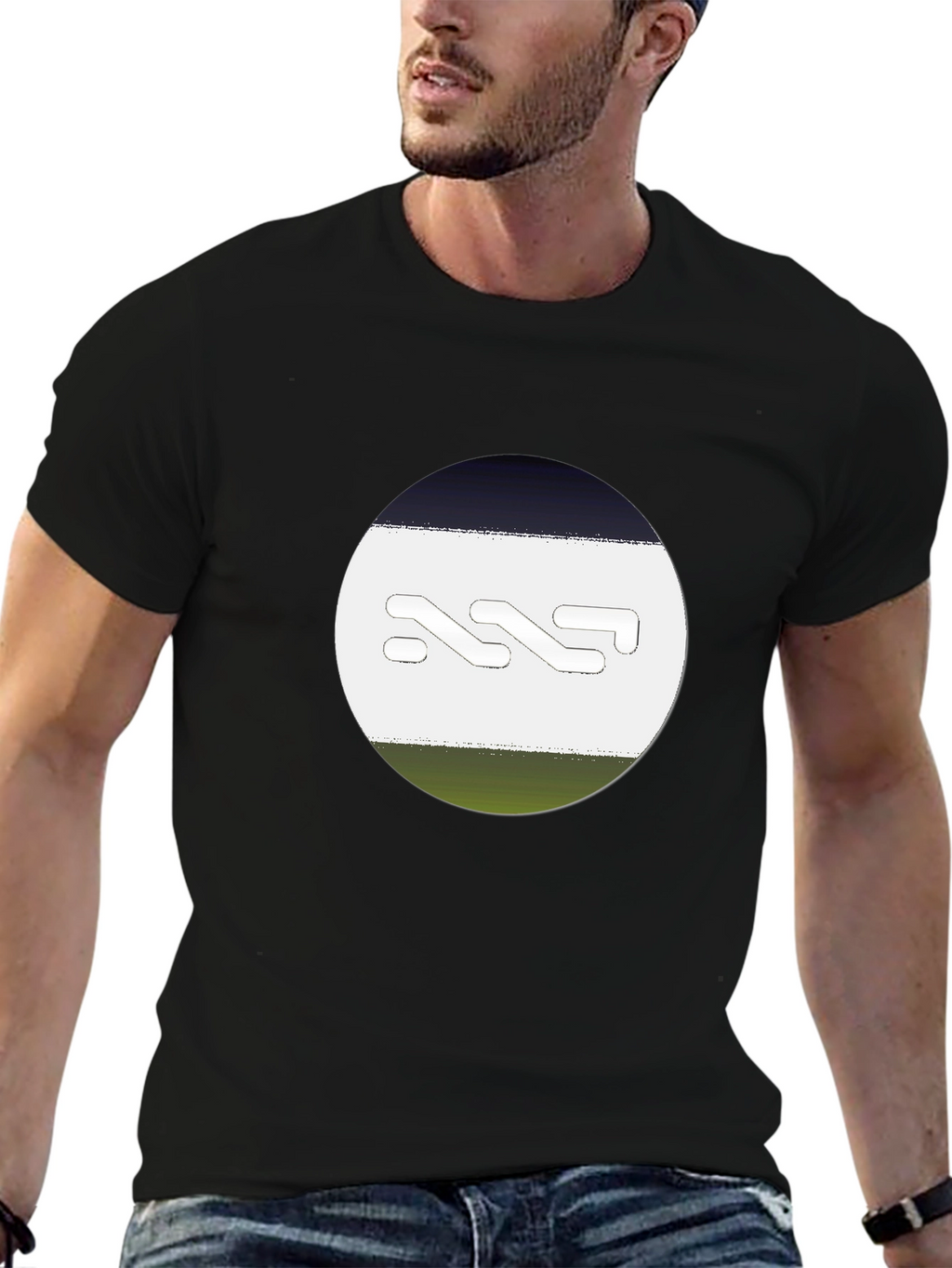 Abstract Graphic Print Mens Black T-Shirt